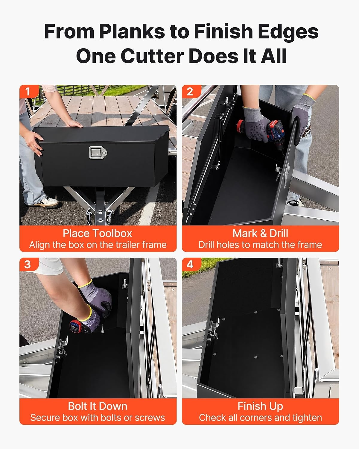image:imageVEVOR Trailer Tongue Box Heavy Duty Trailer Tongue Tool Box Storage Organizer with Lock amp Keys Utility Tool Chest for Pickup Truck Bed RV SUV OffRoad Vehicle Aluminum 33 x 19 x 18 Black36 Black with upgraded lock