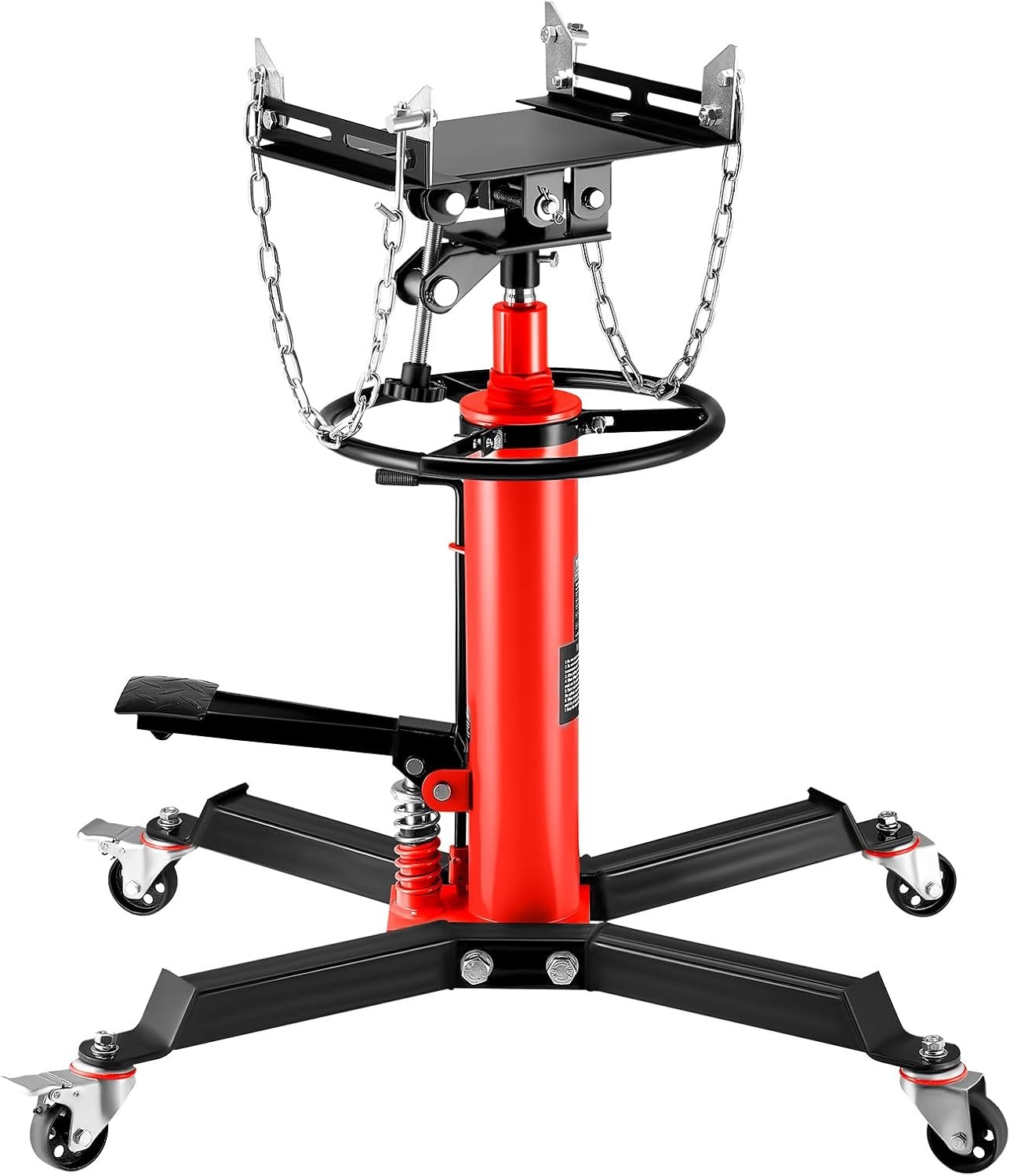 image:imageVEVOR Transmission Jack075 Ton1660 lbs Capacity Hydraulic Telescopic Transmission Jack 2Stage Floor Jack Stand with Foot Pedal 360 Swivel Wheel GarageShop Lift Hoist Red1660LBS