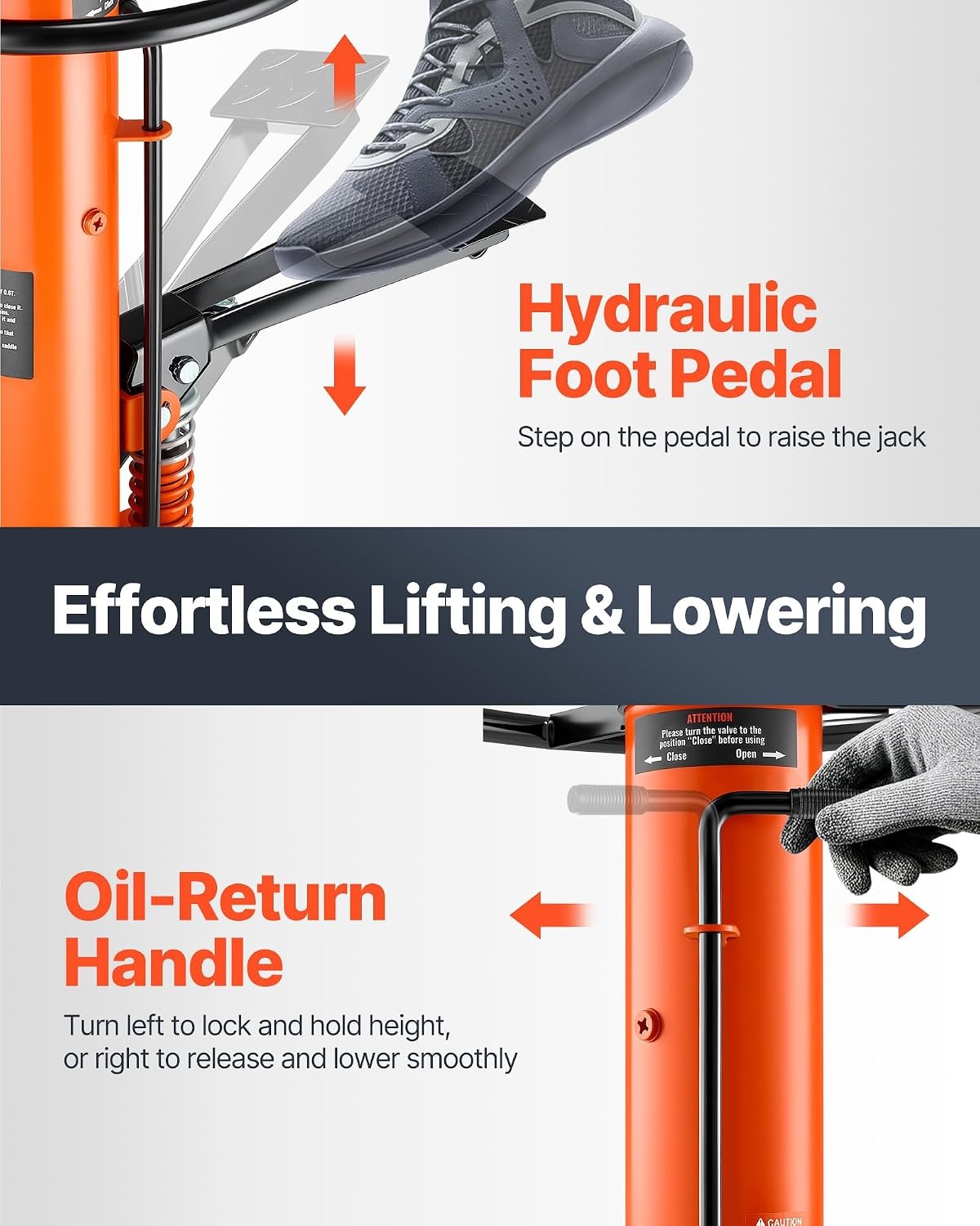 image:imageVEVOR Transmission Jack12Ton1100lbs Capacity Hydraulic Telescopic Transmission Jack 2Stage with Foot Pedal 360 Swivel Wheel GarageShop Lift Hoist Orange