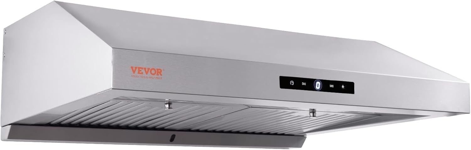 image:imageVEVOR Under Cabinet Range Hood Dual Motors Stainless Steel Permanent Filter Ductless 30 inch Kitchen Stove Vent with 3Speed Exhaust Fan 2 Baffle Filters LED Lights Touch Control Panel Silver