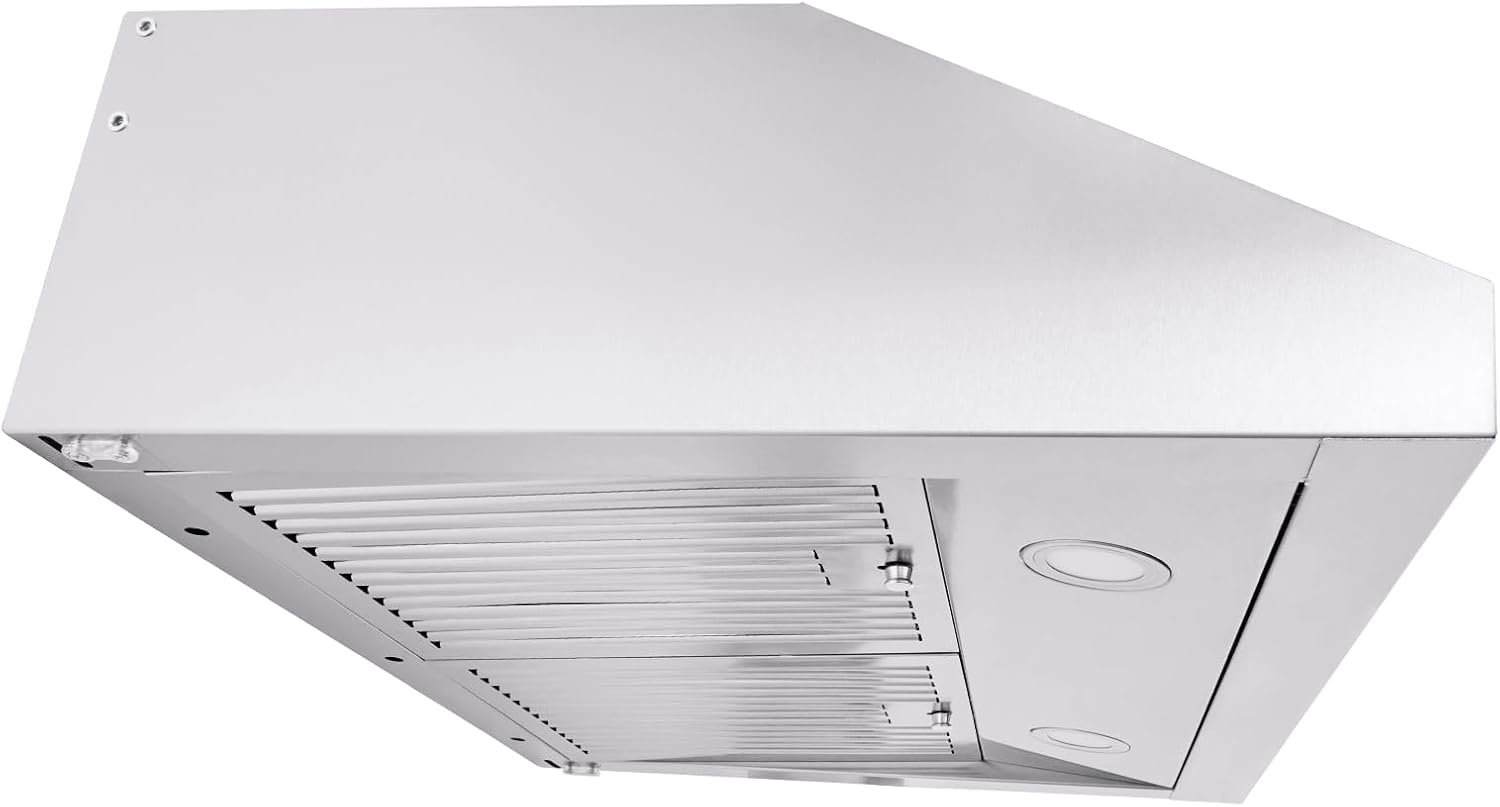 image:imageVEVOR Under Cabinet Range Hood Dual Motors Stainless Steel Permanent Filter Ductless 30 inch Kitchen Stove Vent with 3Speed Exhaust Fan 2 Baffle Filters LED Lights Touch Control Panel Silver