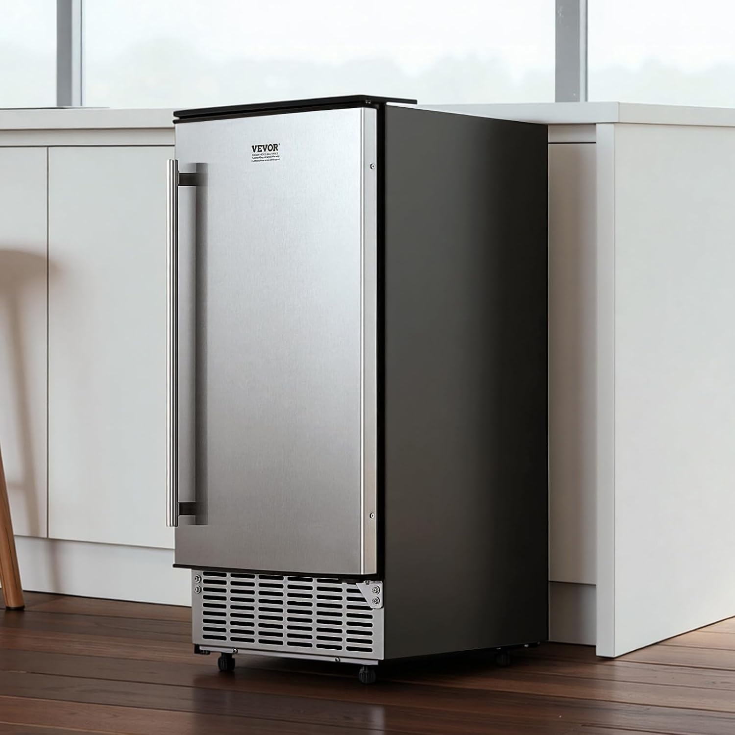 image:imageVEVOR Under Counter Ice Maker 80 LbsDay Stainless Steel Builtin Ice Makers Machine with Drain Pump Reversible Door 26lbs Storage Freestanding Ice Maker for Commercial Home Kitchen