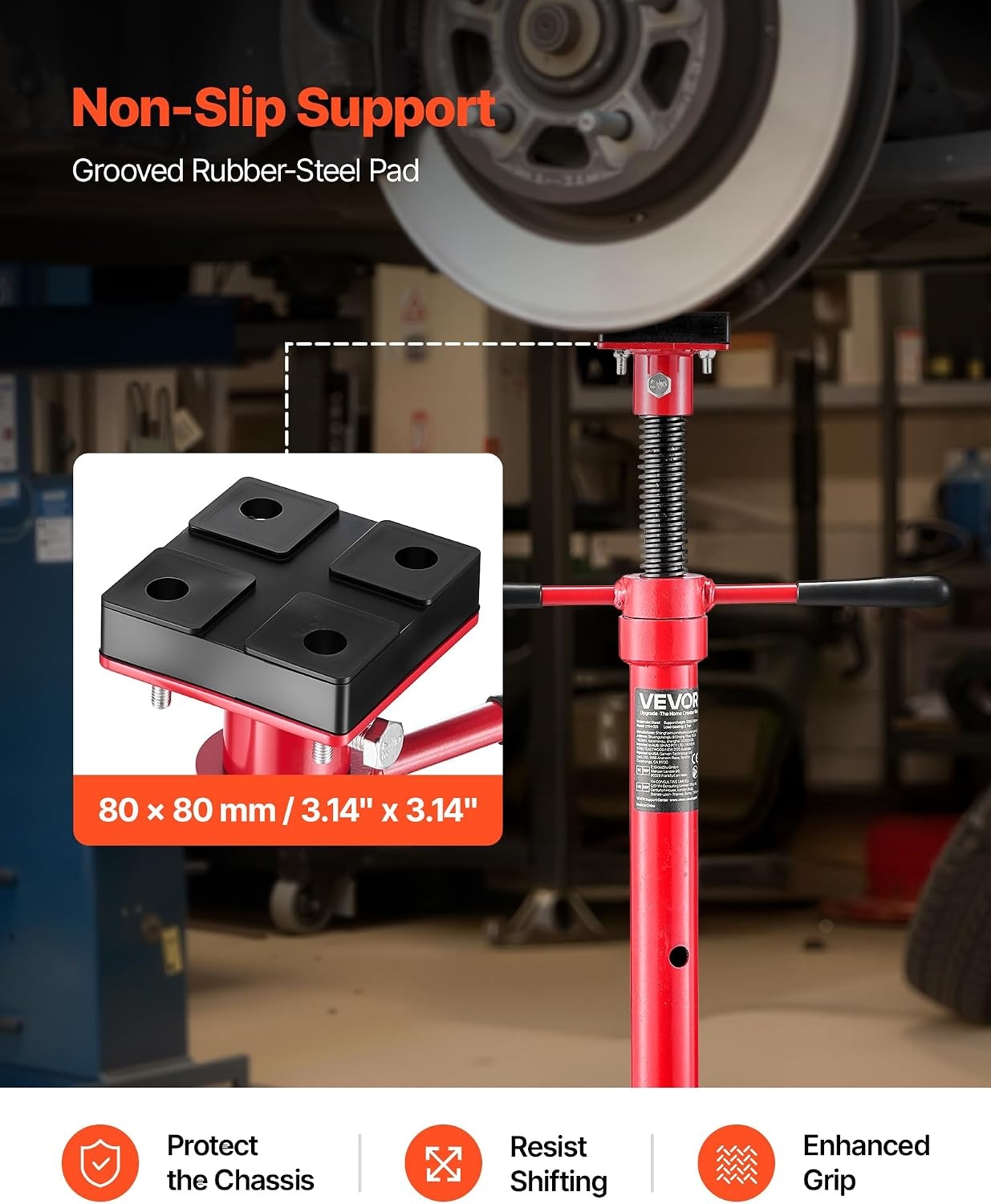 image:imageVEVOR Under Hoist Tripod Stand 2 Ton 4409 lbs Capacity High Lift Jack Stand Reach Underhoist Support Lifting from 4724 to 8465 4Level Adjustable Height Heavy Duty Carbon Steel for Car Lift