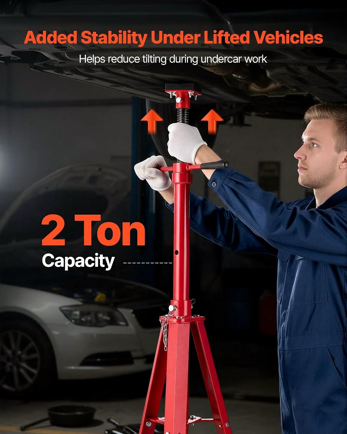 image:imageVEVOR Under Hoist Tripod Stand 2 Ton 4409 lbs Capacity High Lift Jack Stand Reach Underhoist Support Lifting from 4724 to 8465 4Level Adjustable Height Heavy Duty Carbon Steel for Car Lift
