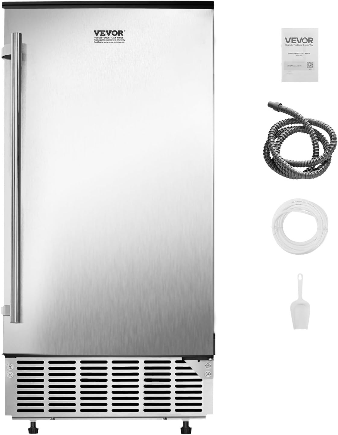 image:imageVEVOR Undercounter Builtin Ice Maker 80 LbsDay Under Counter Ice Maker Machine with Reversible Door Stainless Steel Freestanding Ice Maker for Commercial Home Kitchen Electric Drainage