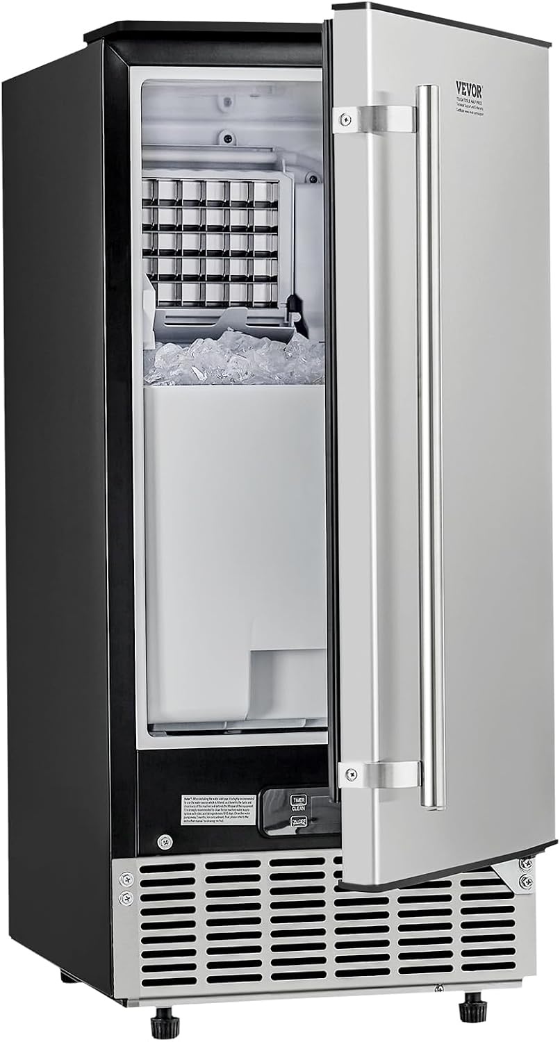 image:imageVEVOR Undercounter Builtin Ice Maker 80 LbsDay Under Counter Ice Maker Machine with Reversible Door Stainless Steel Freestanding Ice Maker for Commercial Home Kitchen Electric Drainage