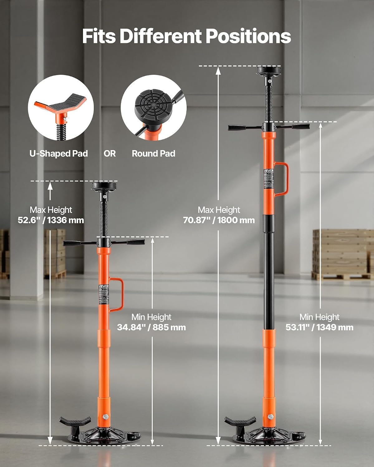 image:imageVEVOR Underhoist Support Stand 1 Ton 2204 lbs Capacity Under Hoist Jack Stand with Handle Adjustable Height Bearing Mounted Spin Handle SelfLocking Threaded Screw Support Vehicle Components