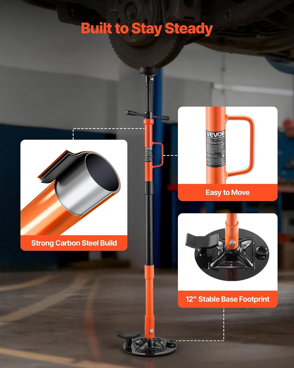 image:imageVEVOR Underhoist Support Stand 1 Ton 2204 lbs Capacity Under Hoist Jack Stand with Handle Adjustable Height Bearing Mounted Spin Handle SelfLocking Threaded Screw Support Vehicle Components