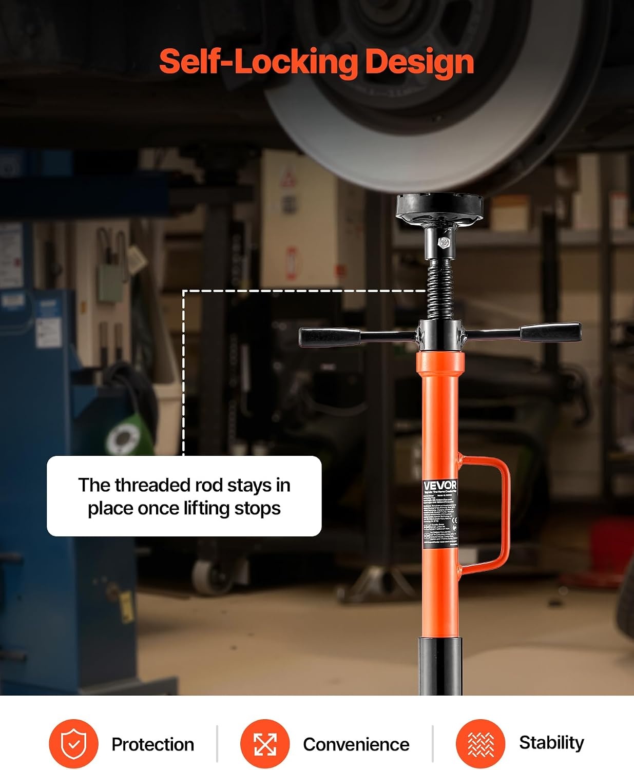 image:imageVEVOR Underhoist Support Stand 1 Ton 2204 lbs Capacity Under Hoist Jack Stand with Handle Adjustable Height Bearing Mounted Spin Handle SelfLocking Threaded Screw Support Vehicle Components