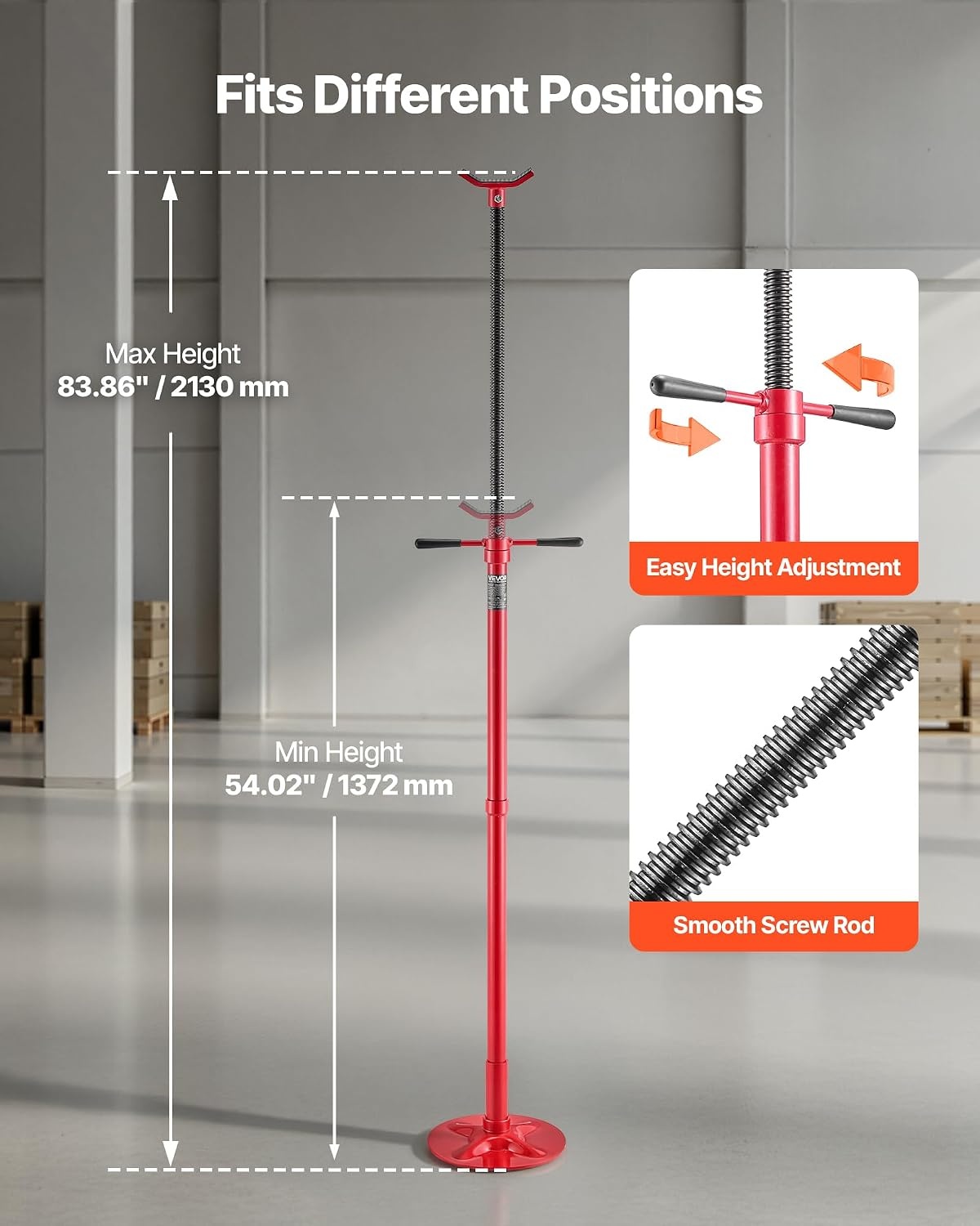 image:imageVEVOR Underhoist Support Stand 12 Ton 1102 lbs Capacity Under Hoist Jack Stand Lifting from 5402 to 8386 Bearing Mounted Spin Handle SelfLocking Threaded Screw Support Vehicle Components05 Ton