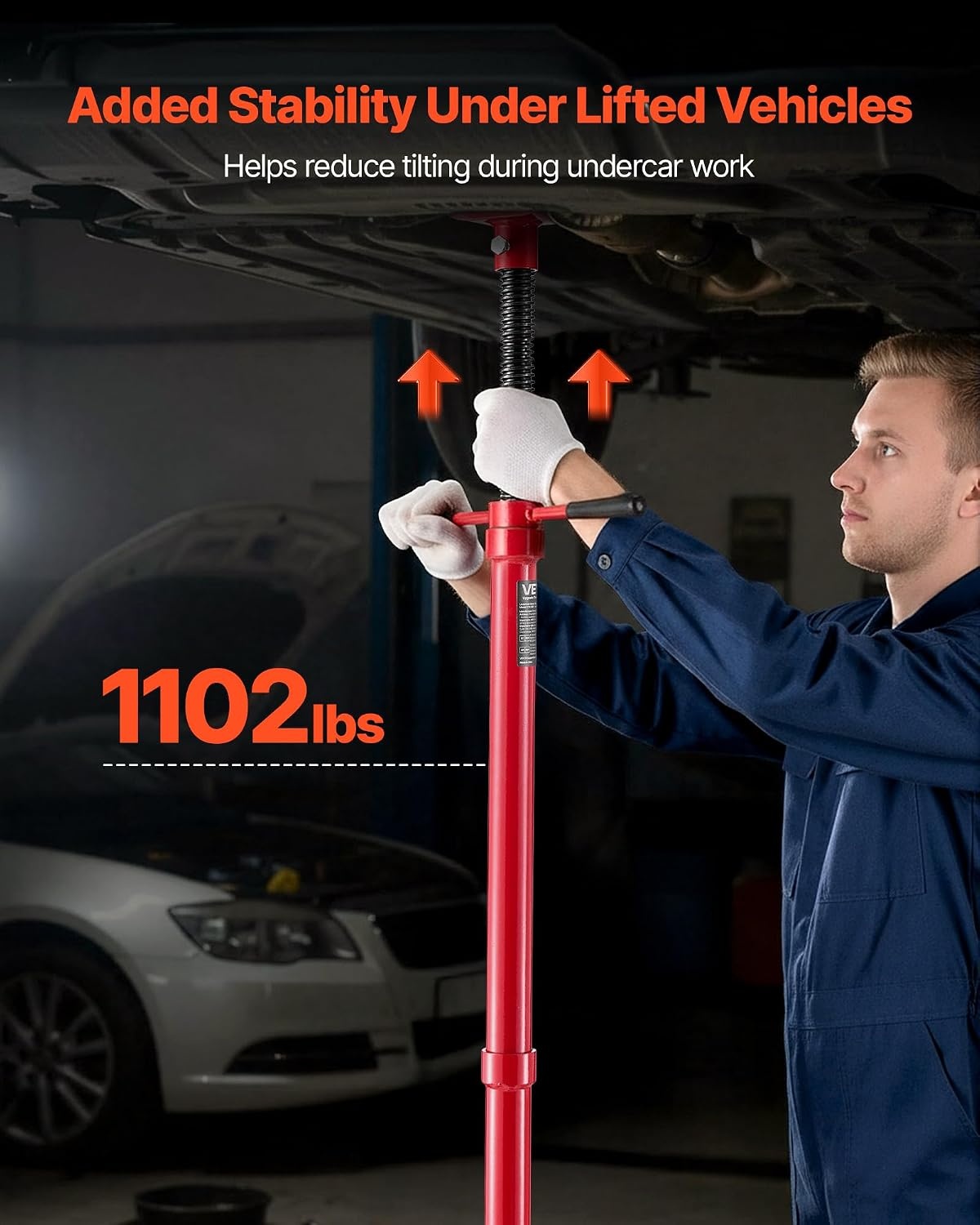 image:imageVEVOR Underhoist Support Stand 12 Ton 1102 lbs Capacity Under Hoist Jack Stand Lifting from 5402 to 8386 Bearing Mounted Spin Handle SelfLocking Threaded Screw Support Vehicle Components05 Ton