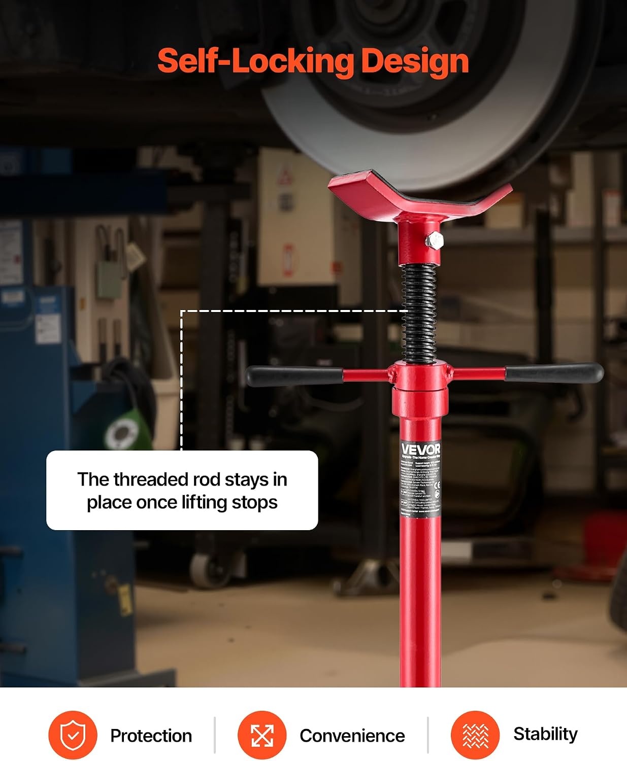 image:imageVEVOR Underhoist Support Stand 12 Ton 1102 lbs Capacity Under Hoist Jack Stand Lifting from 5402 to 8386 Bearing Mounted Spin Handle SelfLocking Threaded Screw Support Vehicle Components05 Ton