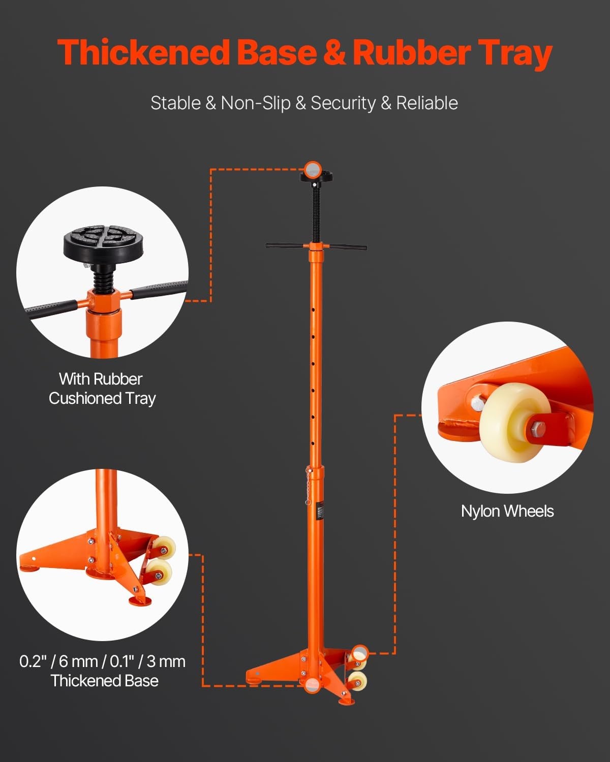 image:imageVEVOR Underhoist Support Stand 34 Ton Capacity Under Hoist Jack Stand Lifting from 384 to 754 in Bearing Mounted Spin Handle SelfLocking Threaded Screw Two Wheels Support Vehicle Components