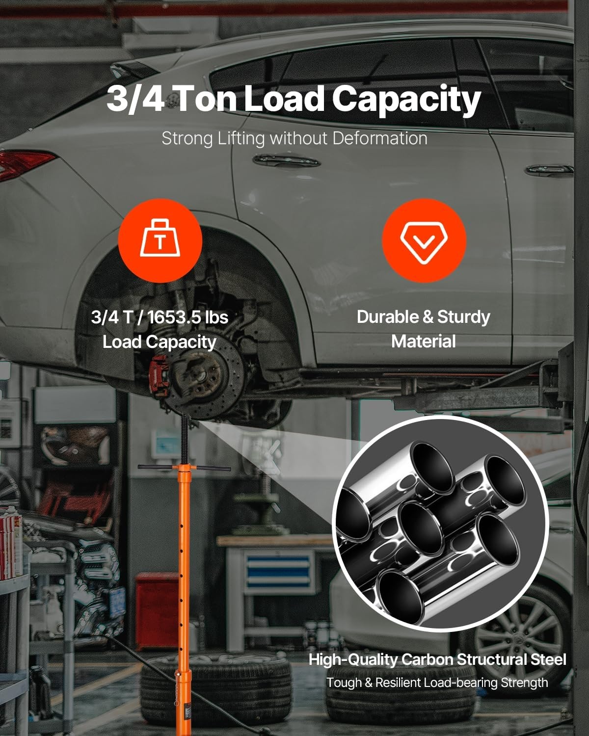 image:imageVEVOR Underhoist Support Stand 34 Ton Capacity Under Hoist Jack Stand Lifting from 384 to 754 in Bearing Mounted Spin Handle SelfLocking Threaded Screw Two Wheels Support Vehicle Components