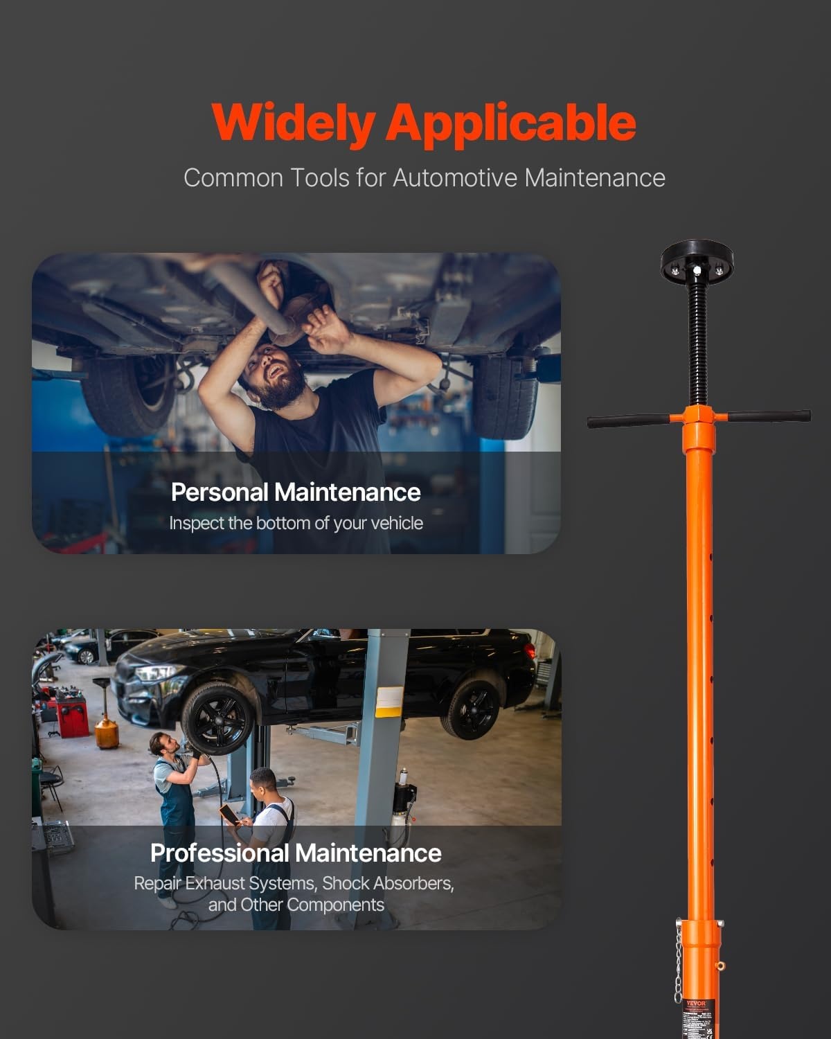image:imageVEVOR Underhoist Support Stand 34 Ton Capacity Under Hoist Jack Stand Lifting from 384 to 754 in Bearing Mounted Spin Handle SelfLocking Threaded Screw Two Wheels Support Vehicle Components