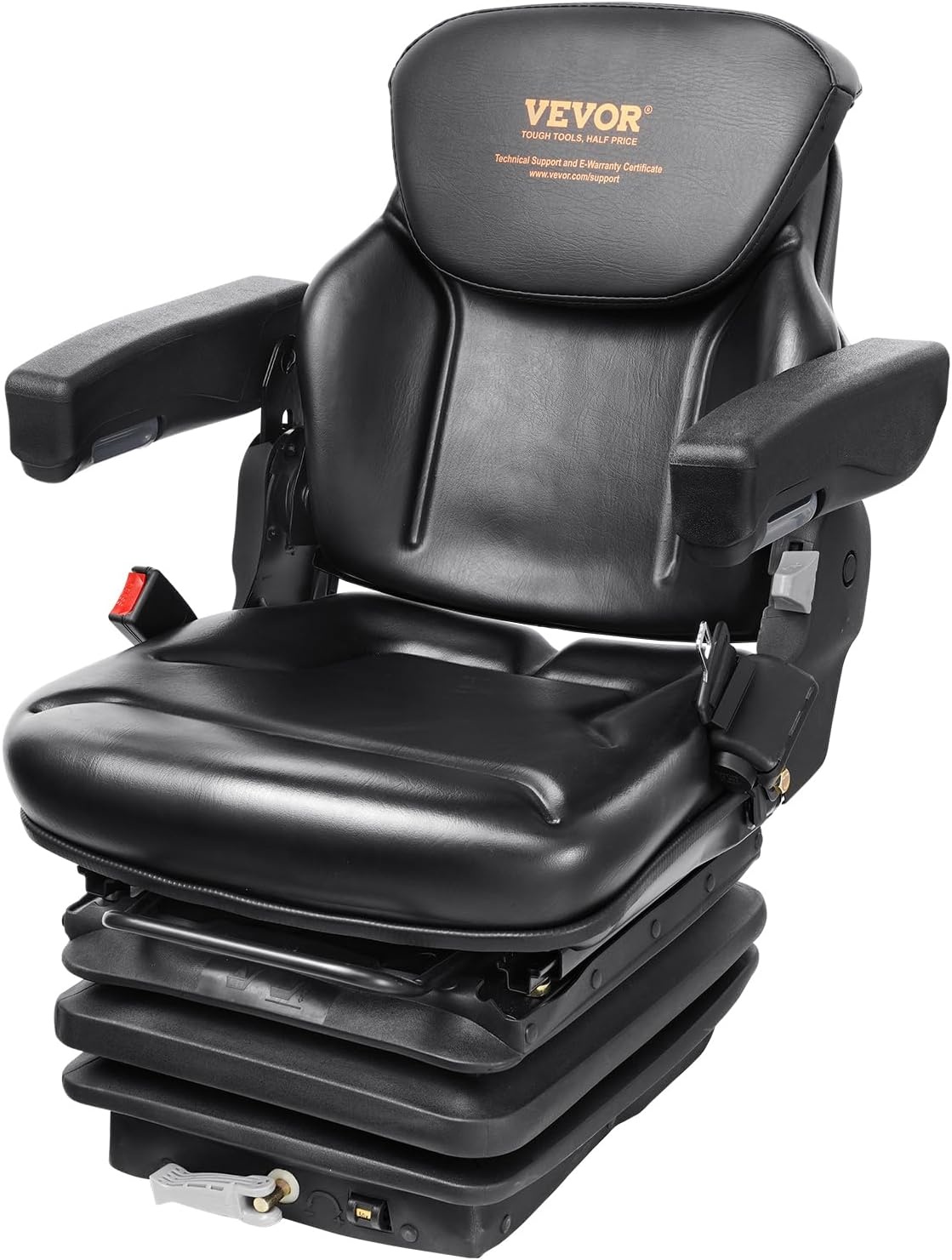 image:imageVEVOR Universal Forklift Seat Tractor Suspension Seat with Adjustable Back Armrest Headrest amp Safety Belt Secure Fold Down Tractor Seat with Micro Switch Lawnmower Seat for Skid Loader BulldozerHigh Suspension
