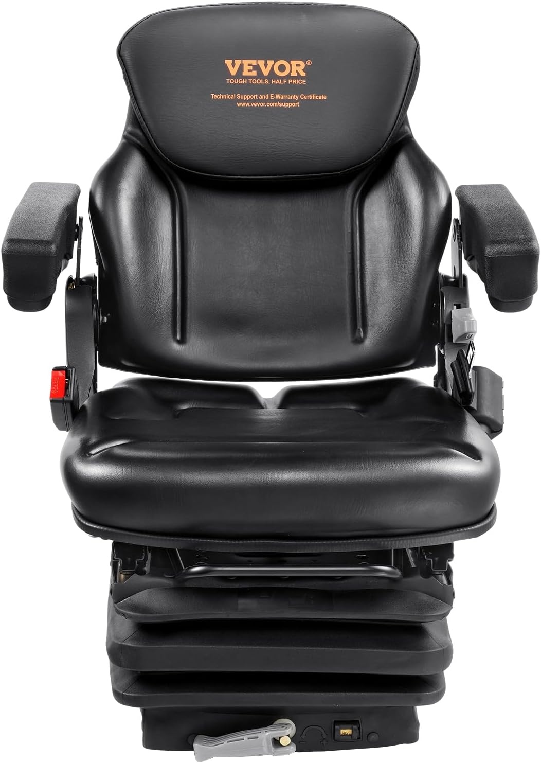image:imageVEVOR Universal Forklift Seat Tractor Suspension Seat with Adjustable Back Armrest Headrest amp Safety Belt Secure Fold Down Tractor Seat with Micro Switch Lawnmower Seat for Skid Loader BulldozerHigh Suspension