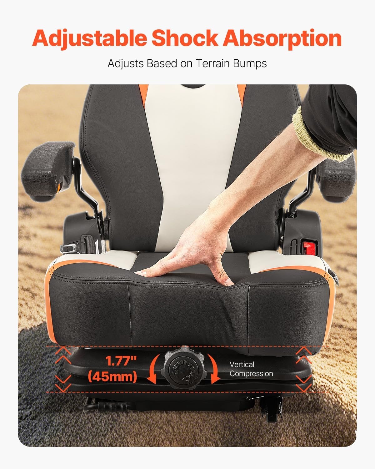 image:imageVEVOR Universal Forklift Seat Tractor Suspension Seat with Adjustable Back Armrest amp Safety Belt Secure Fold Down Tractor Seat with Micro Switch Lawnmower Seat for Skid Loader Bulldozer