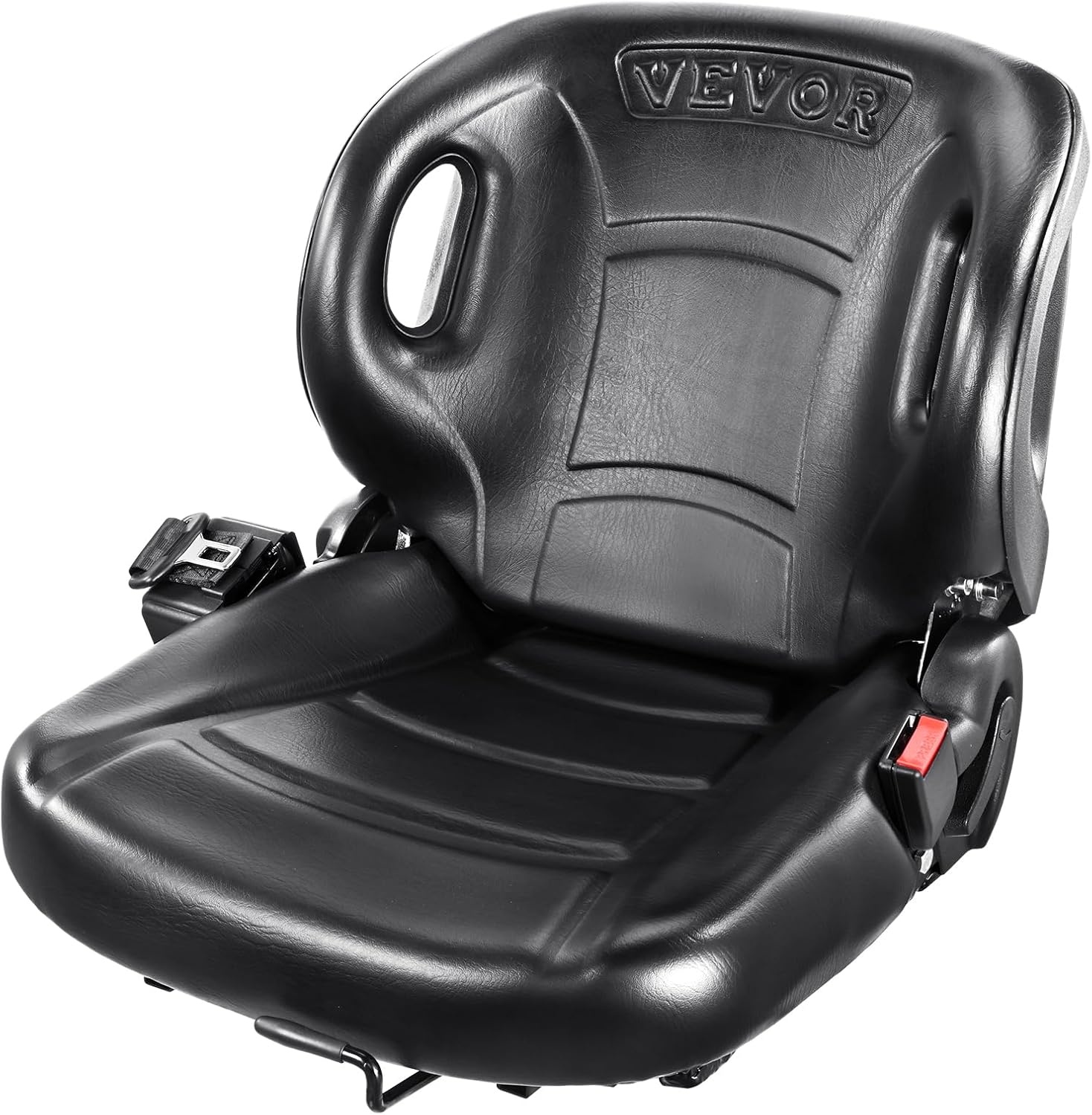 image:imageVEVOR Universal Forklift SeatTractor Seat with Micro Switch PVC Mower Seat wSeat Belt for fits Toyota Forklift AftermarketTractorSkid LoaderExcavatorDozerBackhoeTelehandlerUTVATV