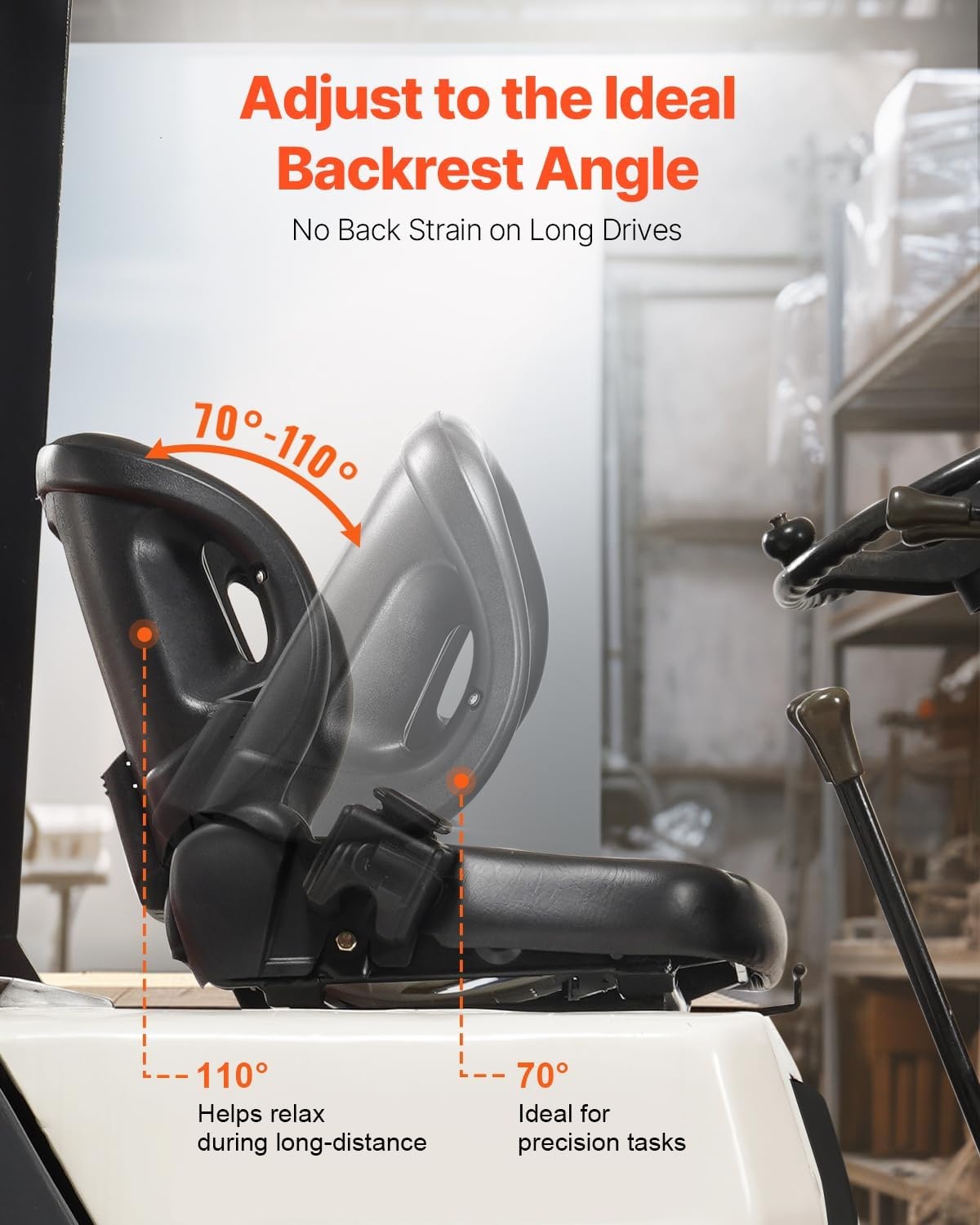 image:imageVEVOR Universal Forklift SeatTractor Seat with Micro Switch PVC Mower Seat wSeat Belt for fits Toyota Forklift AftermarketTractorSkid LoaderExcavatorDozerBackhoeTelehandlerUTVATV