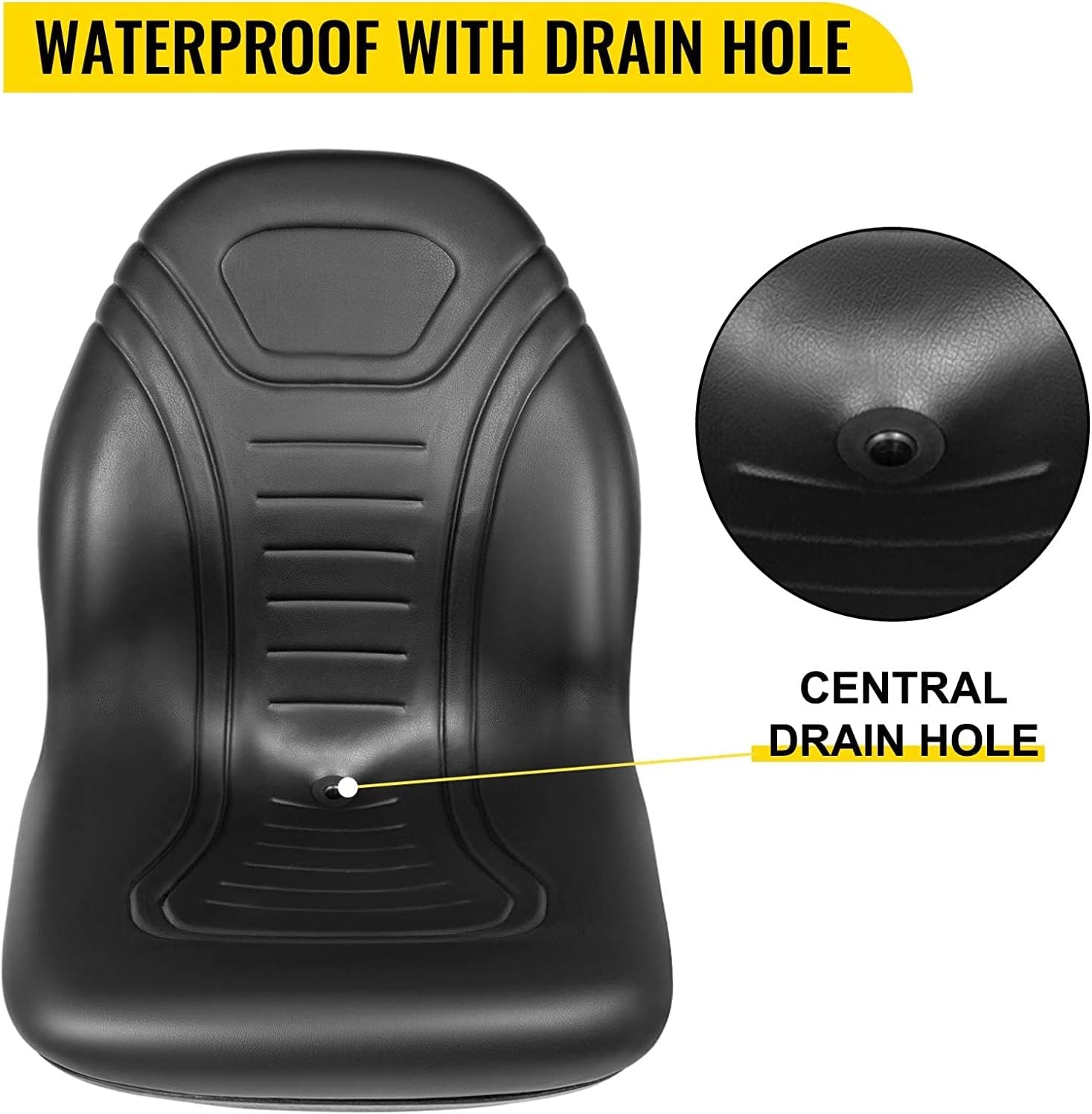 image:imageVEVOR Universal Tractor Seat Replacement 2 Pcs Compact High Back Mower Seat Black Vinyl Forklift Seat Central Drain Hole Skid Steer Seat with Mounting Bolt Patterns of 8 x 115 amp 1125 x 1151Pc Black