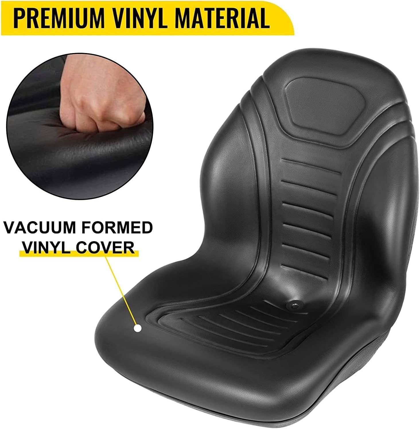 image:imageVEVOR Universal Tractor Seat Replacement 2 Pcs Compact High Back Mower Seat Black Vinyl Forklift Seat Central Drain Hole Skid Steer Seat with Mounting Bolt Patterns of 8 x 115 amp 1125 x 1151Pc Black
