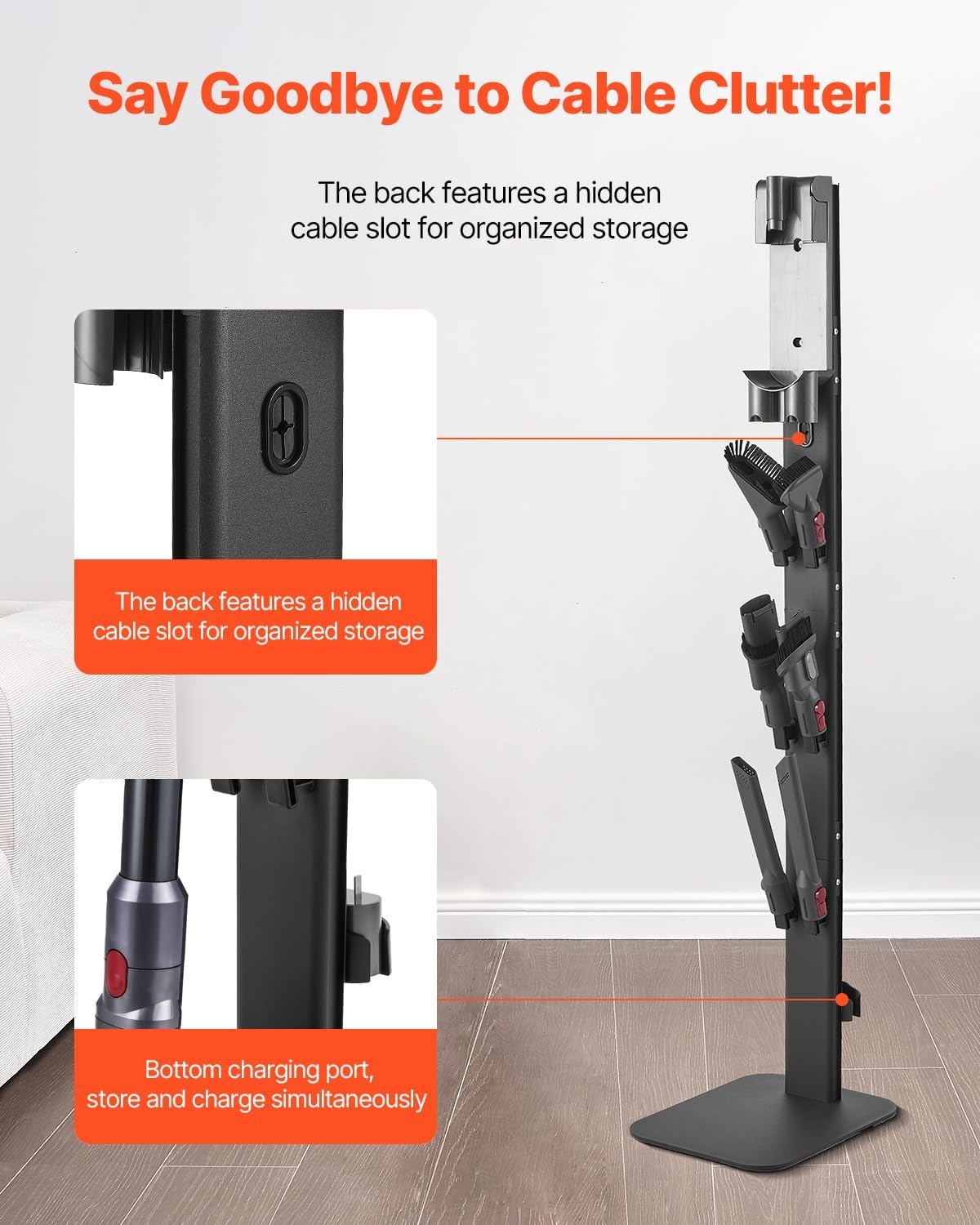 image:imageVEVOR Vacuum Stand Compatible with V6 V7 V8 V10 V11 V15 Stable Vacuum Stand Holder with 4 Hooks for DC30 DC31 DC34 DC35 DC58 DC59 DC62 D74 Cordless Upright Vacuum Cleaners amp AccessoriesBlack Board