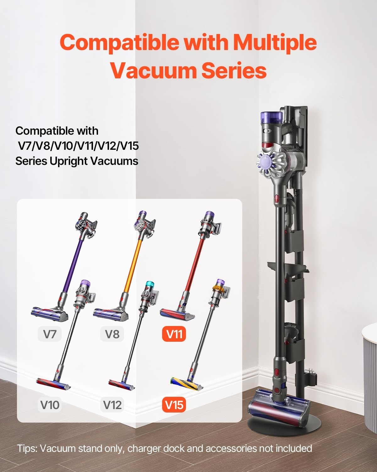 image:imageVEVOR Vacuum Stand Compatible with V6 V7 V8 V10 V11 V15 Stable Vacuum Stand Holder with 4 Hooks for DC30 DC31 DC34 DC35 DC58 DC59 DC62 D74 Cordless Upright Vacuum Cleaners amp AccessoriesGrey Tube With Plate