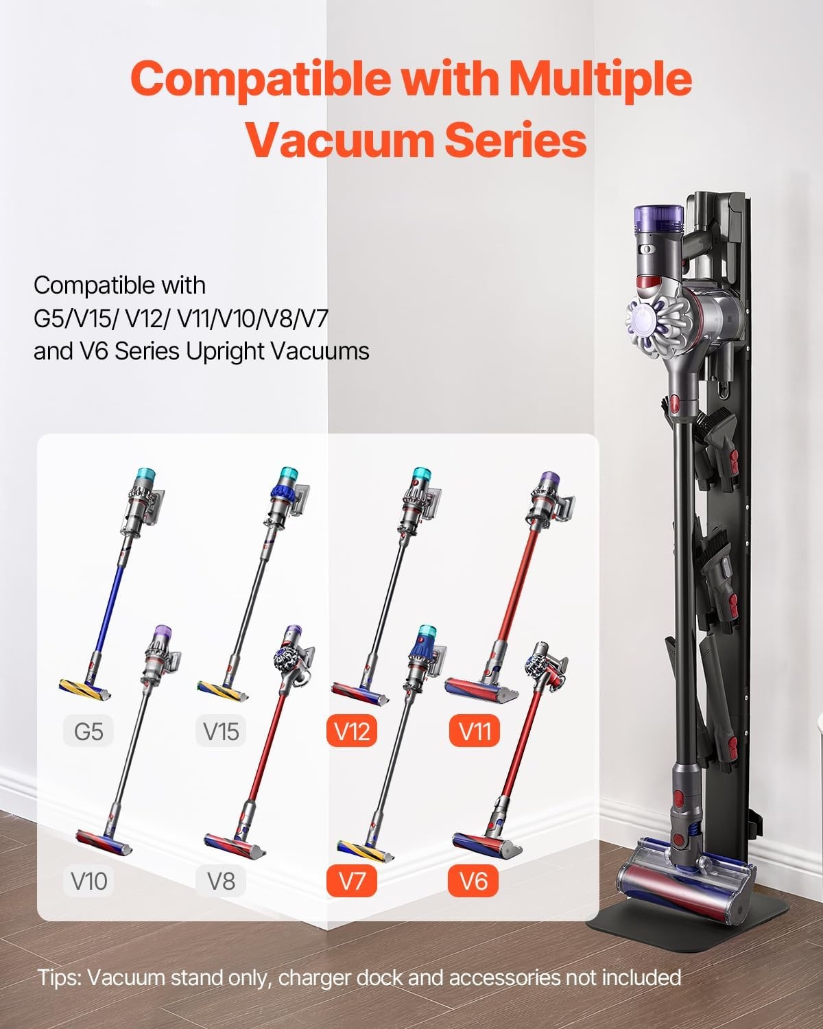 image:imageVEVOR Vacuum Stand Compatible with V6 V7 V8 V10 V11 V15 Stable Vacuum Stand Holder with 4 Hooks for DC30 DC31 DC34 DC35 DC58 DC59 DC62 D74 Cordless Upright Vacuum Cleaners amp AccessoriesBlack Board