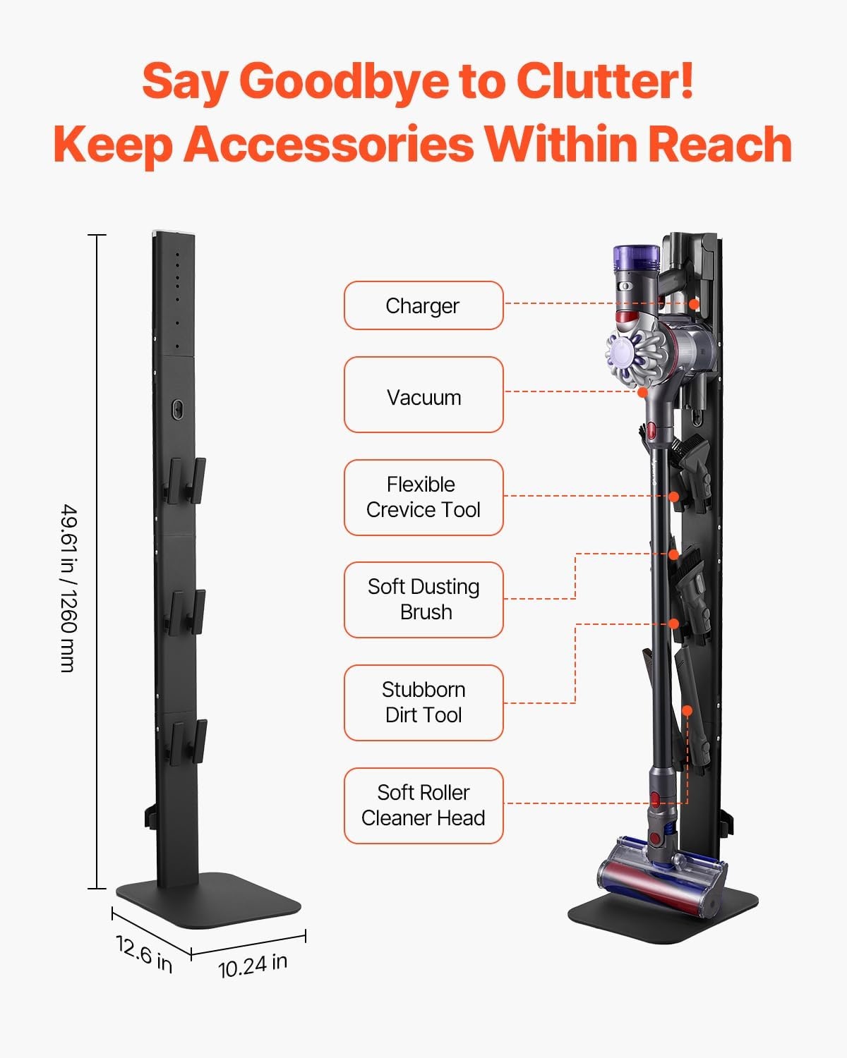 image:imageVEVOR Vacuum Stand Compatible with V6 V7 V8 V10 V11 V15 Stable Vacuum Stand Holder with 4 Hooks for DC30 DC31 DC34 DC35 DC58 DC59 DC62 D74 Cordless Upright Vacuum Cleaners amp AccessoriesBlack Board
