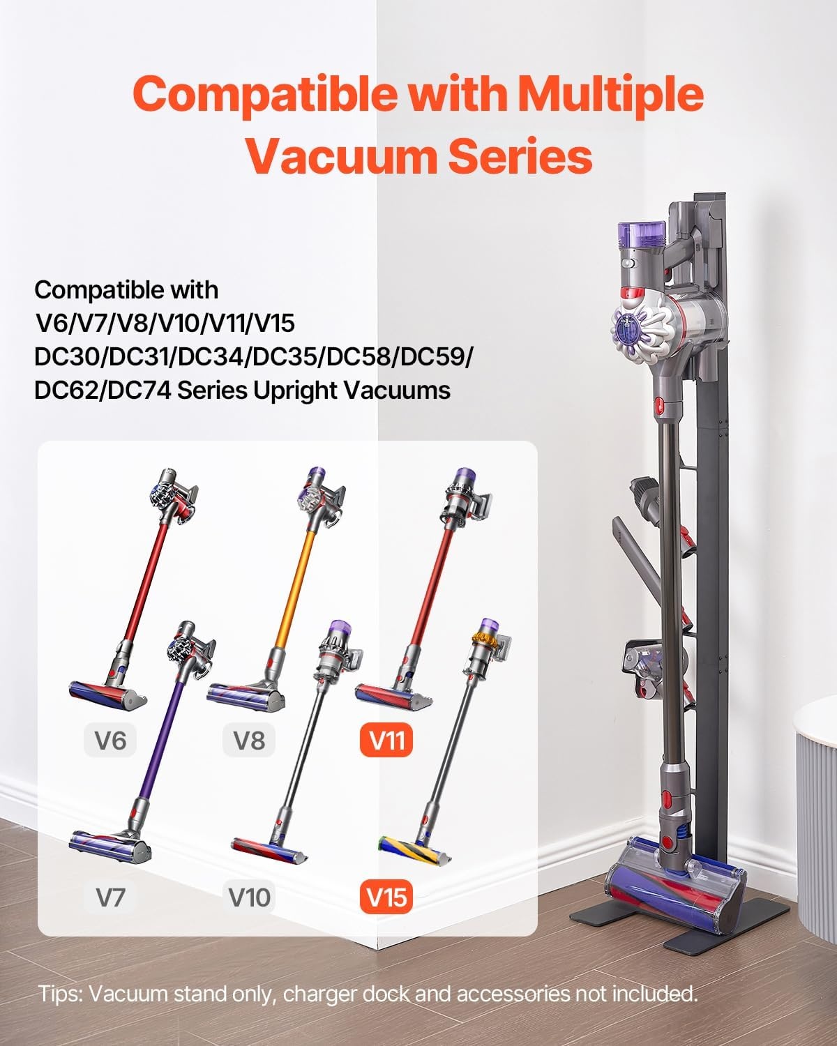 image:imageVEVOR Vacuum Stand Compatible with V6 V7 V8 V10 V11 V15 Stable Vacuum Stand Holder with 4 Hooks for DC30 DC31 DC34 DC35 DC58 DC59 DC62 D74 Cordless Upright Vacuum Cleaners amp AccessoriesBlack Tube