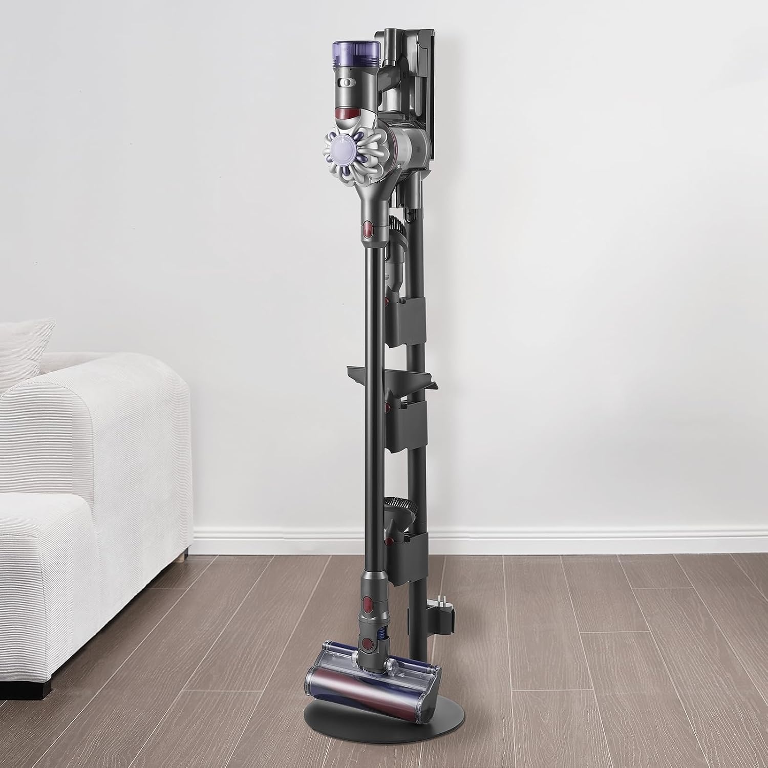 image:imageVEVOR Vacuum Stand Compatible with V6 V7 V8 V10 V11 V15 Stable Vacuum Stand Holder with 4 Hooks for DC30 DC31 DC34 DC35 DC58 DC59 DC62 D74 Cordless Upright Vacuum Cleaners amp AccessoriesGrey Tube With Plate