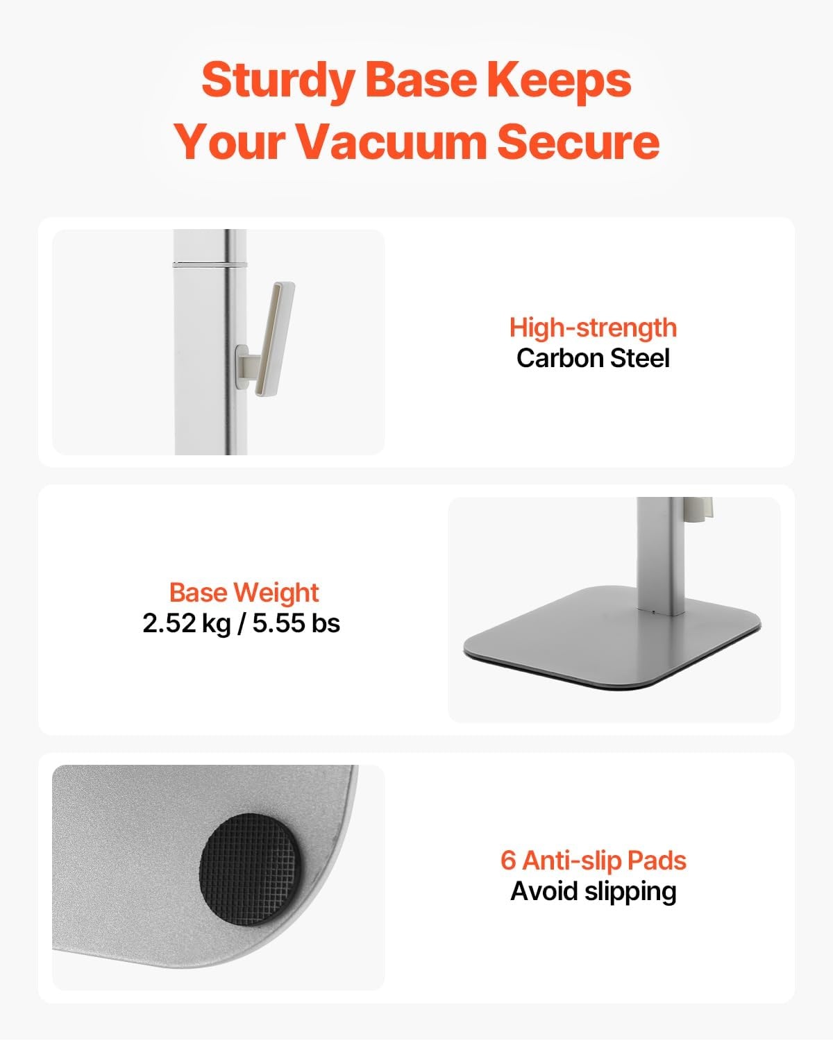 image:imageVEVOR Vacuum Stand Compatible with V6 V7 V8 V10 V11 V15 Stable Vacuum Stand Holder with 4 Hooks for DC30 DC31 DC34 DC35 DC58 DC59 DC62 D74 Cordless Upright Vacuum Cleaners amp AccessoriesSilver Tube