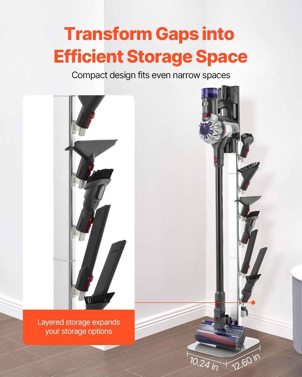 image:imageVEVOR Vacuum Stand Compatible with V6 V7 V8 V10 V11 V15 Stable Vacuum Stand Holder with 4 Hooks for DC30 DC31 DC34 DC35 DC58 DC59 DC62 D74 Cordless Upright Vacuum Cleaners amp AccessoriesSilver Tube