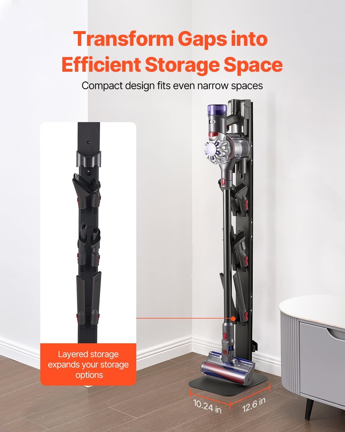 image:imageVEVOR Vacuum Stand Compatible with V6 V7 V8 V10 V11 V15 Stable Vacuum Stand Holder with 4 Hooks for DC30 DC31 DC34 DC35 DC58 DC59 DC62 D74 Cordless Upright Vacuum Cleaners amp AccessoriesBlack Board