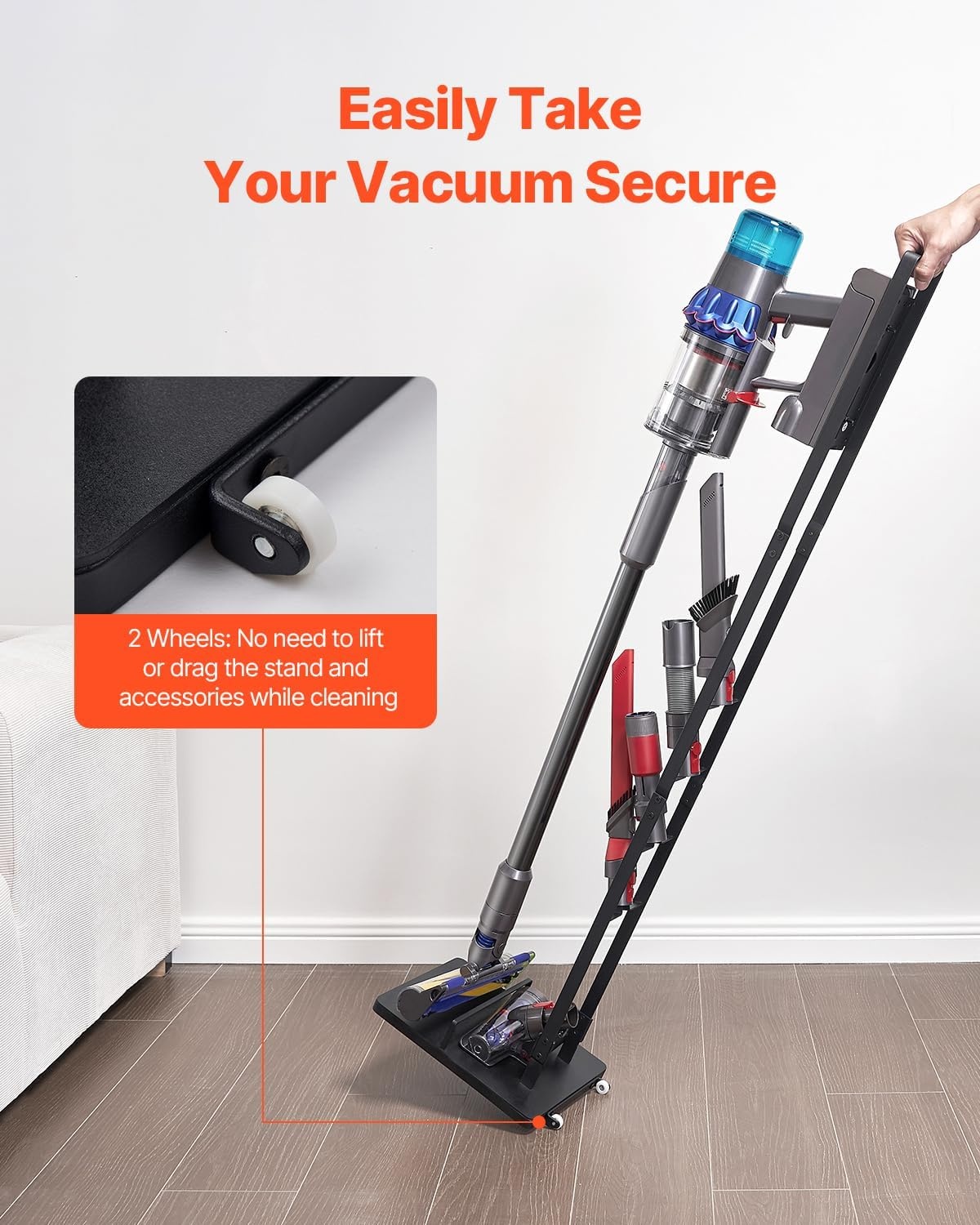image:imageVEVOR Vacuum Stand Compatible with V6 V7 V8 V10 V11 V15 Stable Vacuum Stand Holder with 4 Hooks for DC30 DC31 DC34 DC35 DC58 DC59 DC62 D74 Cordless Upright Vacuum Cleaners amp AccessoriesBlack Frame With Wheels