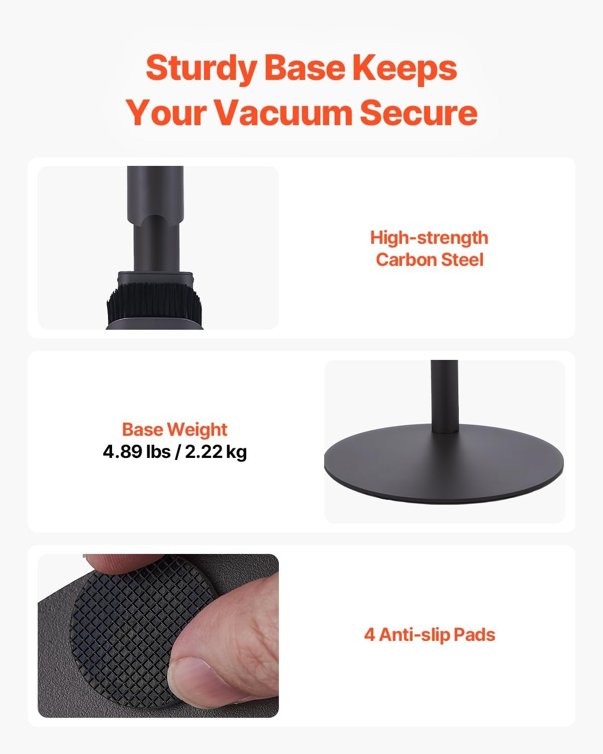 image:imageVEVOR Vacuum Stand Compatible with V6 V7 V8 V10 V11 V15 Stable Vacuum Stand Holder with 4 Hooks for DC30 DC31 DC34 DC35 DC58 DC59 DC62 D74 Cordless Upright Vacuum Cleaners amp AccessoriesGrey Tube With Plate