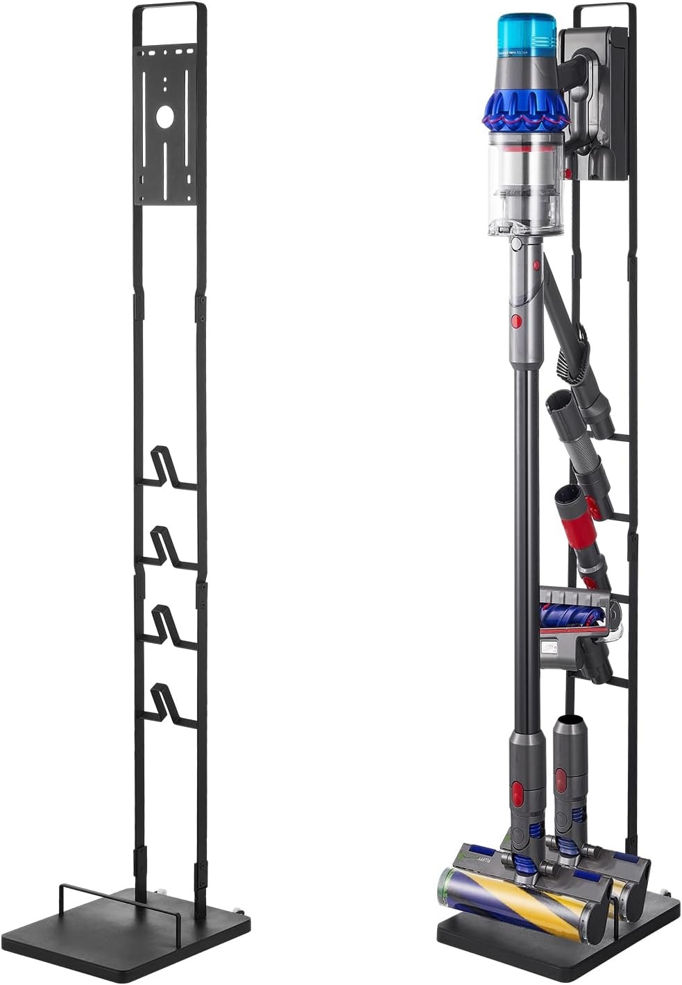 image:imageVEVOR Vacuum Stand Compatible with V6 V7 V8 V10 V11 V15 Stable Vacuum Stand Holder with 4 Hooks for DC30 DC31 DC34 DC35 DC58 DC59 DC62 D74 Cordless Upright Vacuum Cleaners amp AccessoriesBlack Frame With Wheels