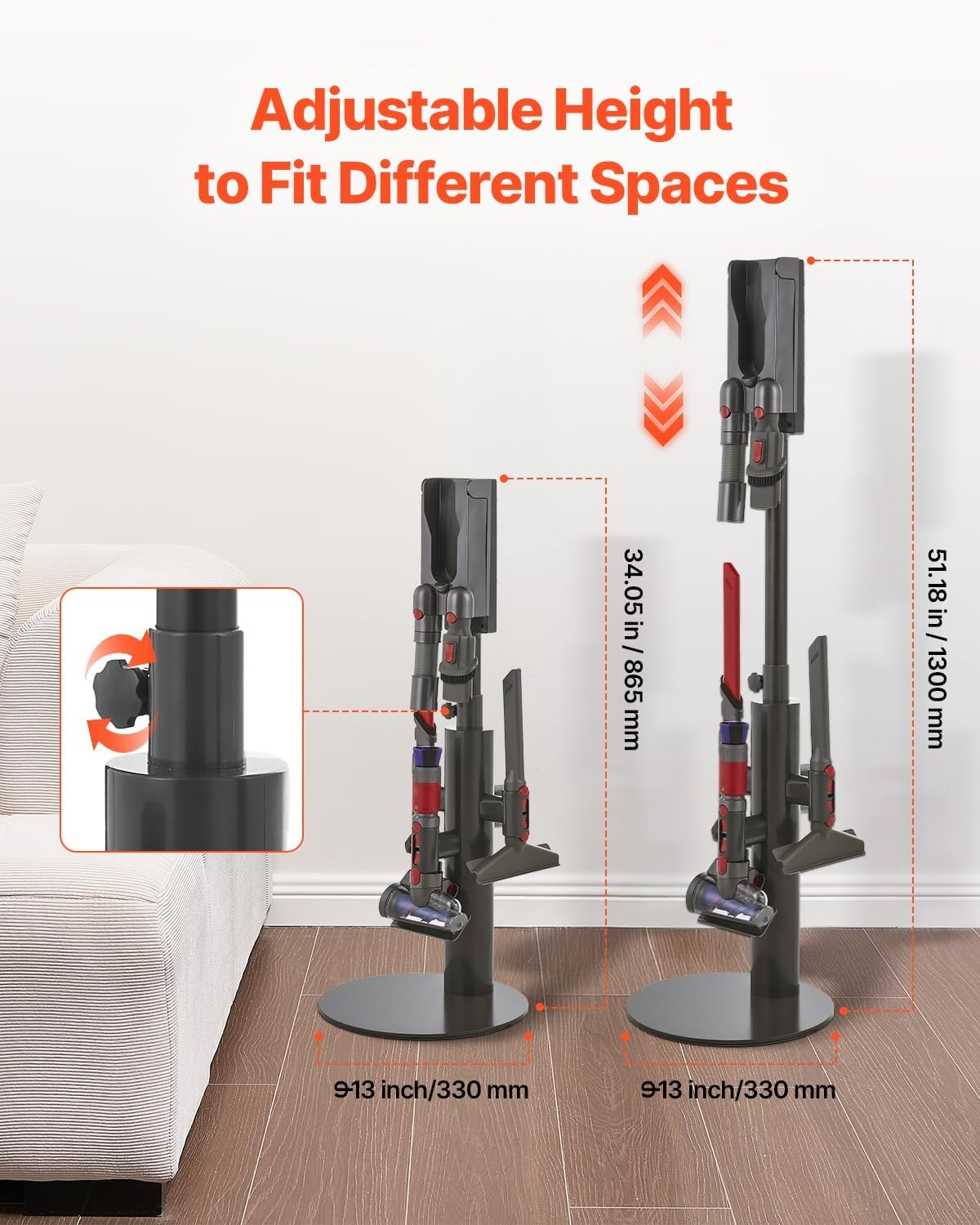 image:imageVEVOR Vacuum Stand Compatible with V6 V7 V8 V10 V11 V15 Stable Vacuum Stand Holder with 4 Hooks for DC30 DC31 DC34 DC35 DC58 DC59 DC62 D74 Cordless Upright Vacuum Cleaners amp AccessoriesBlack Extendable Tube