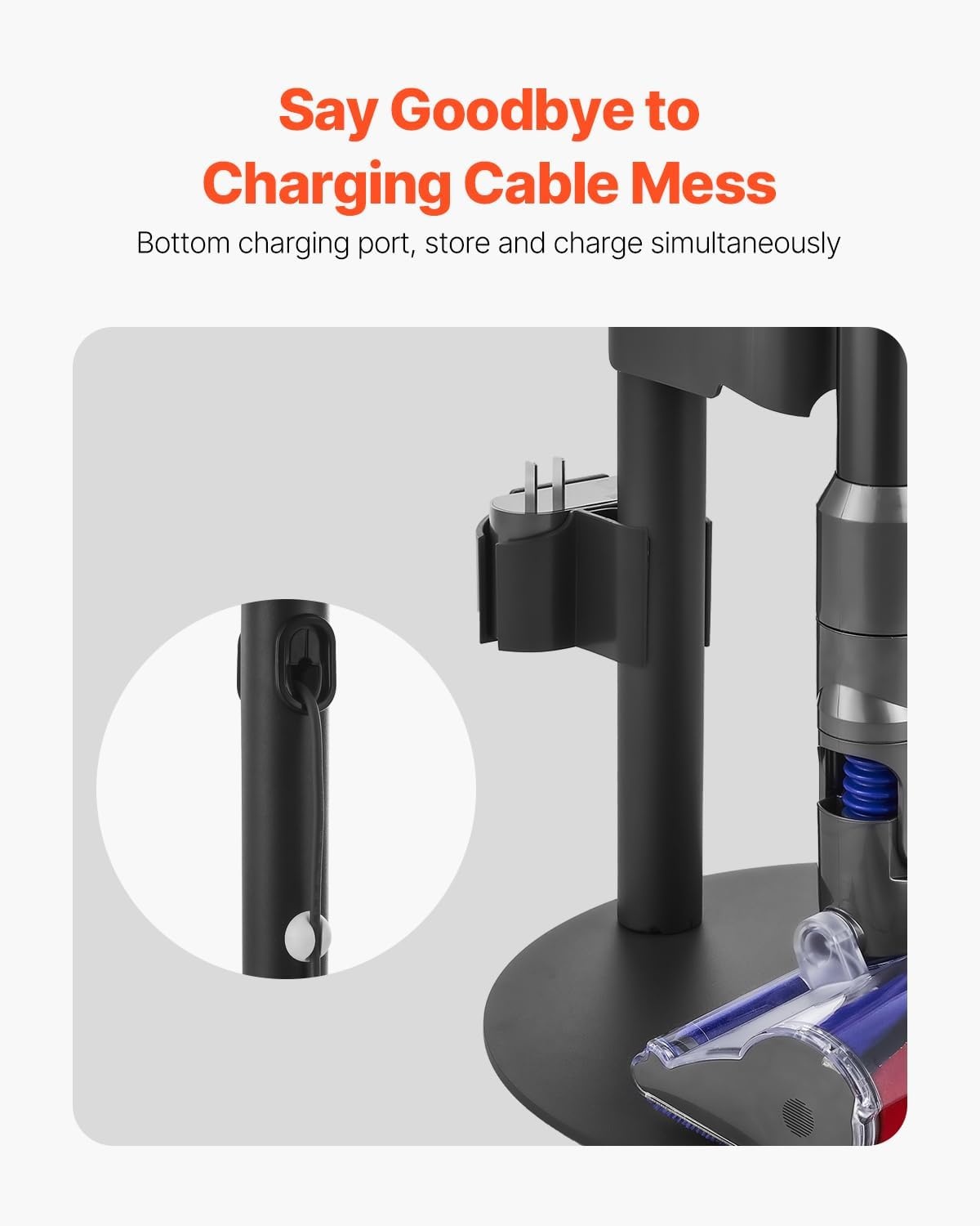 image:imageVEVOR Vacuum Stand Compatible with V6 V7 V8 V10 V11 V15 Stable Vacuum Stand Holder with 4 Hooks for DC30 DC31 DC34 DC35 DC58 DC59 DC62 D74 Cordless Upright Vacuum Cleaners amp AccessoriesGrey Tube With Plate