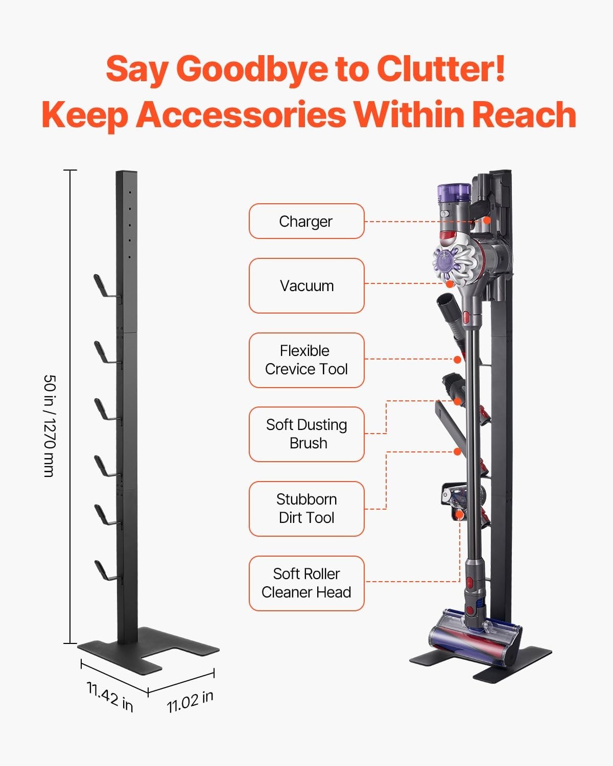 image:imageVEVOR Vacuum Stand Compatible with V6 V7 V8 V10 V11 V15 Stable Vacuum Stand Holder with 4 Hooks for DC30 DC31 DC34 DC35 DC58 DC59 DC62 D74 Cordless Upright Vacuum Cleaners amp AccessoriesBlack Tube
