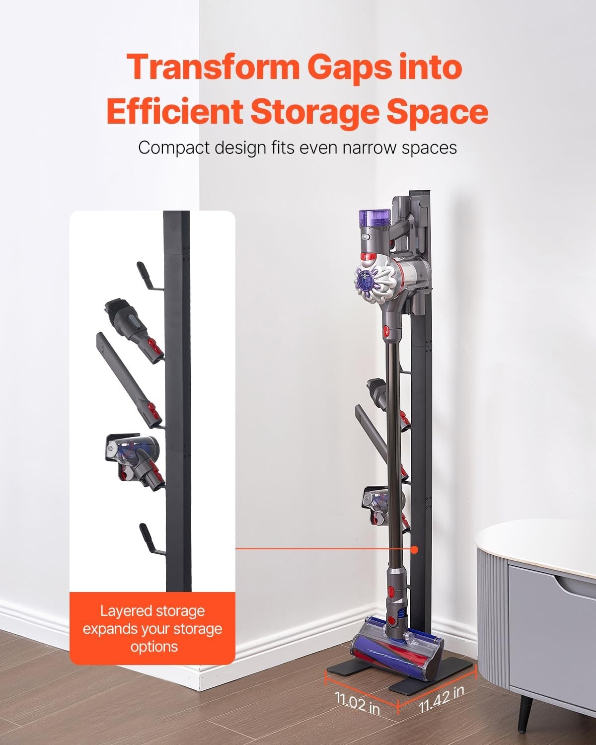 image:imageVEVOR Vacuum Stand Compatible with V6 V7 V8 V10 V11 V15 Stable Vacuum Stand Holder with 4 Hooks for DC30 DC31 DC34 DC35 DC58 DC59 DC62 D74 Cordless Upright Vacuum Cleaners amp AccessoriesBlack Tube