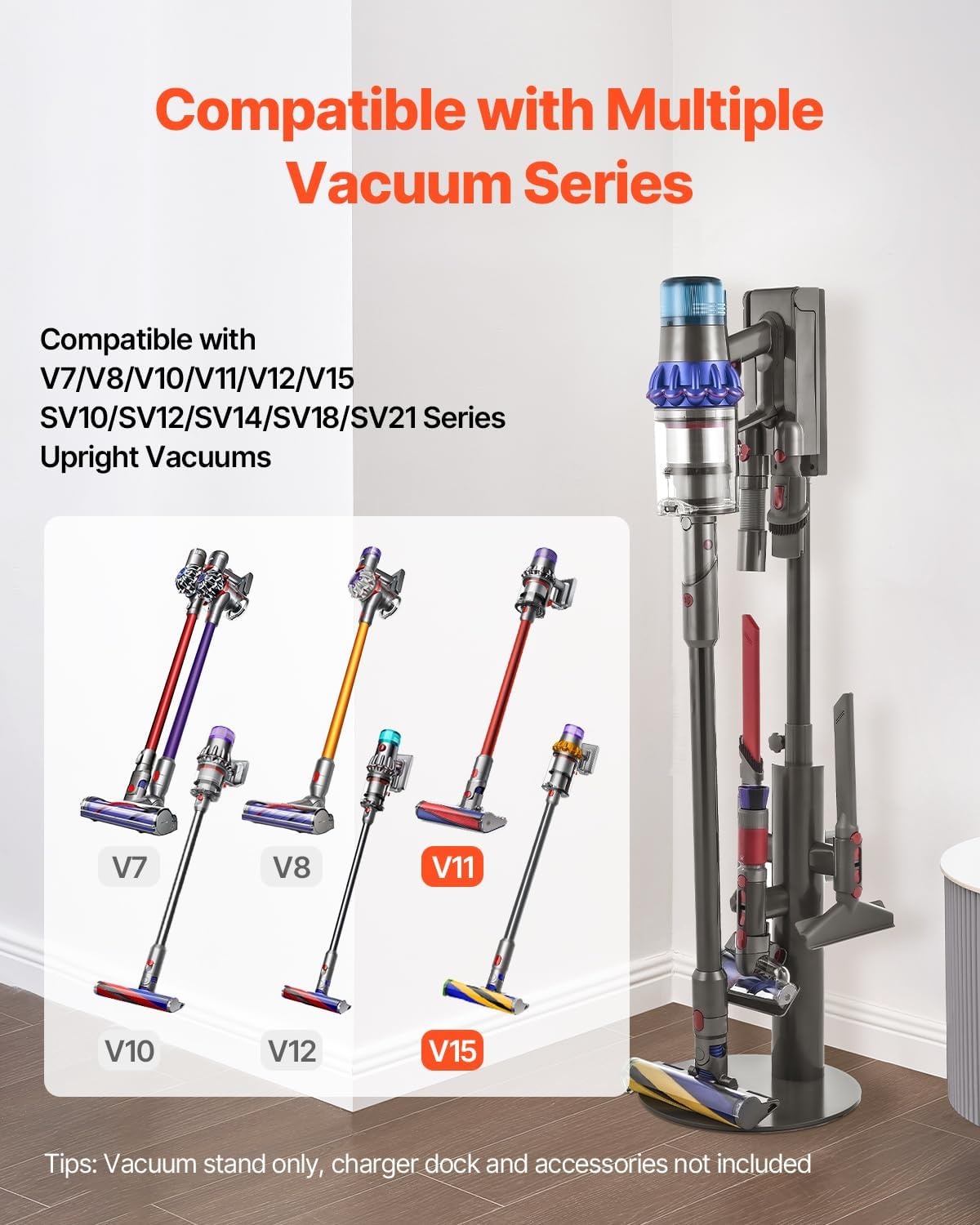 image:imageVEVOR Vacuum Stand Compatible with V6 V7 V8 V10 V11 V15 Stable Vacuum Stand Holder with 4 Hooks for DC30 DC31 DC34 DC35 DC58 DC59 DC62 D74 Cordless Upright Vacuum Cleaners amp AccessoriesBlack Extendable Tube