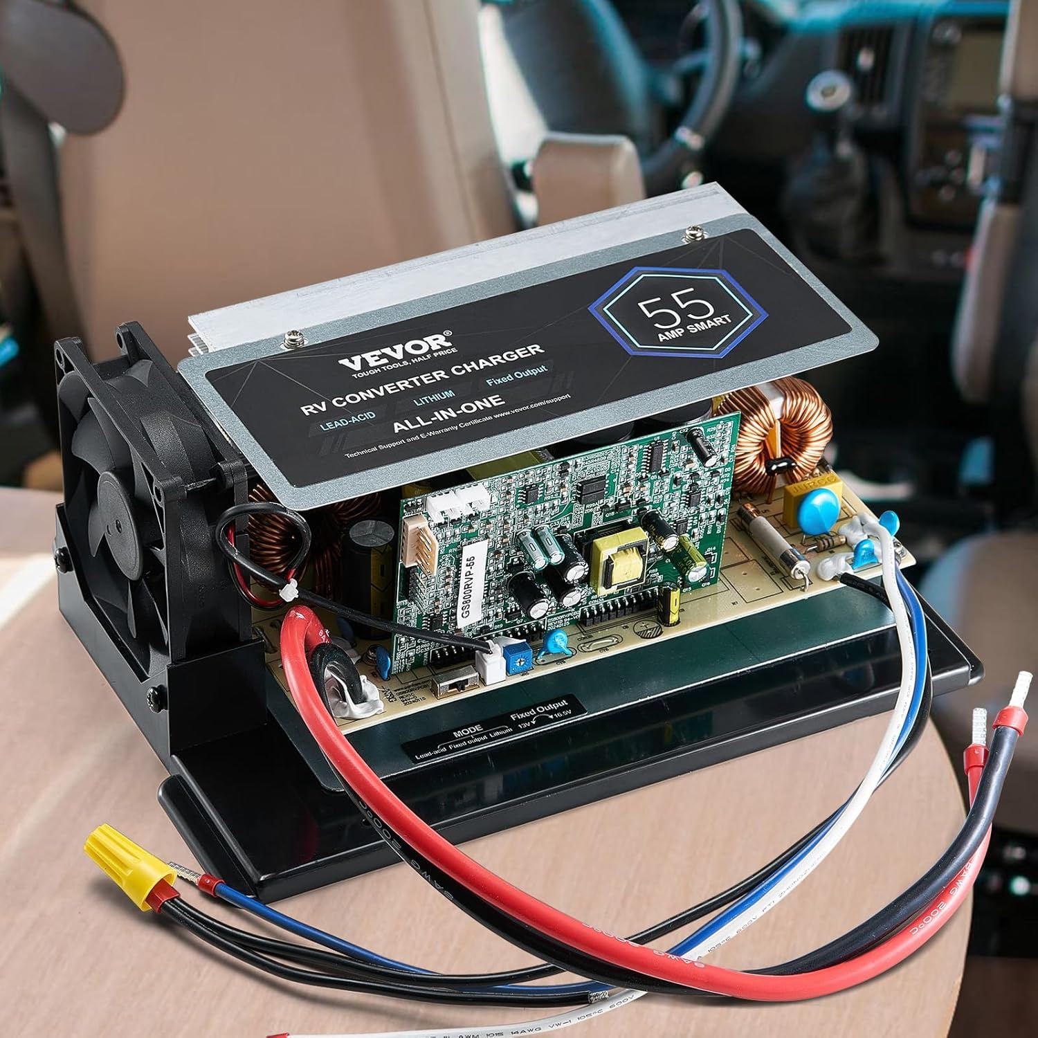 image:imageVEVOR WF8955ADMBA Main Board Assembly 55 Amp ThreeStage RV Power Converter Replacement Unit Compatible with Lithium Lead Acid Battery Fit for WF8955 Parallax 7145 amp 7145 Series ConvertersBlack