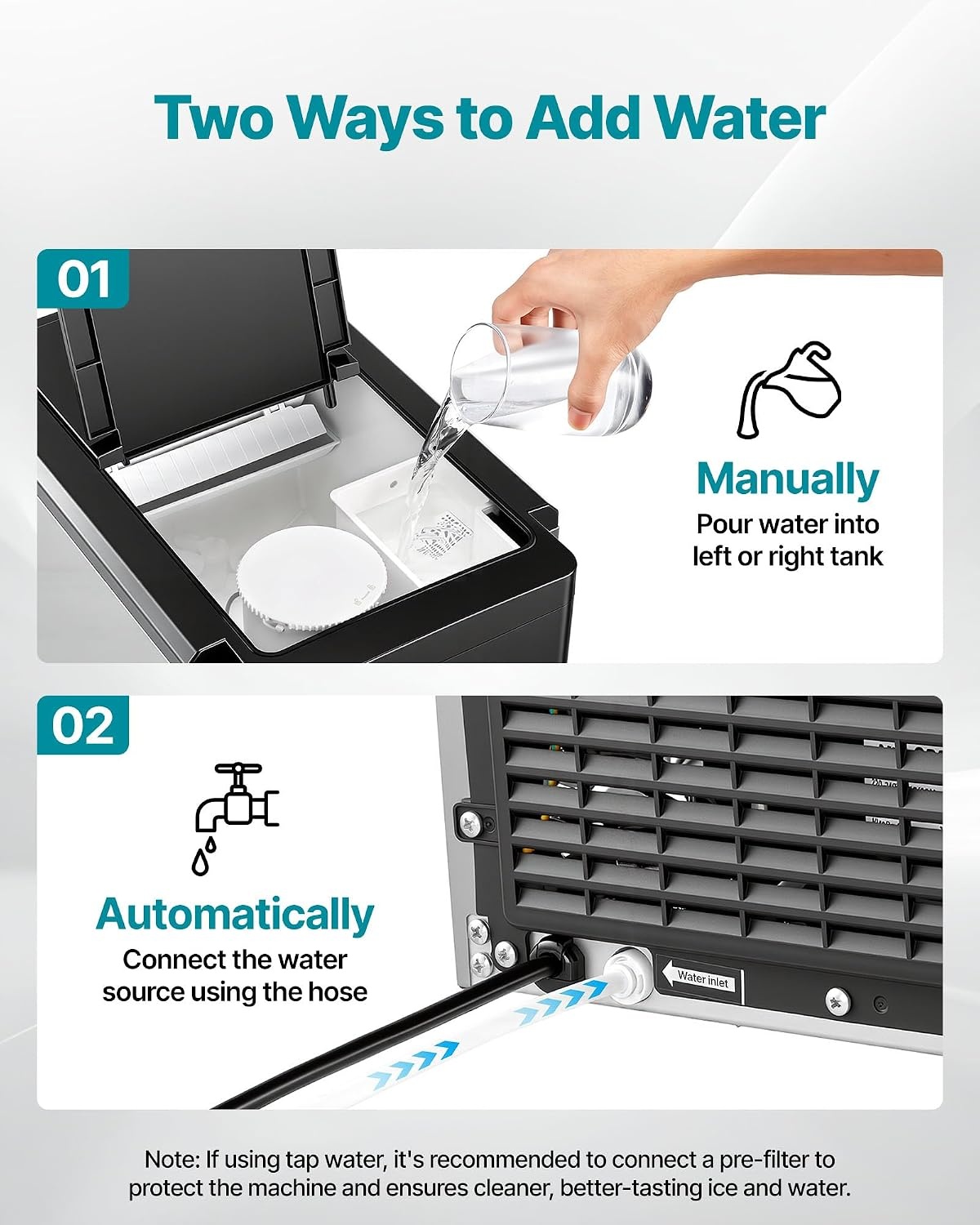 image:imageVEVOR Water Dispenser with Ice Maker 3in1 Countertop Water Dispenser 35 LBS24H 12 Cubes7 Min Fast Ice Making with 4 LBS Storage BulletCrushed ICES amp ColdWater for Home Kitchen PartyCountertop35 LBS24H