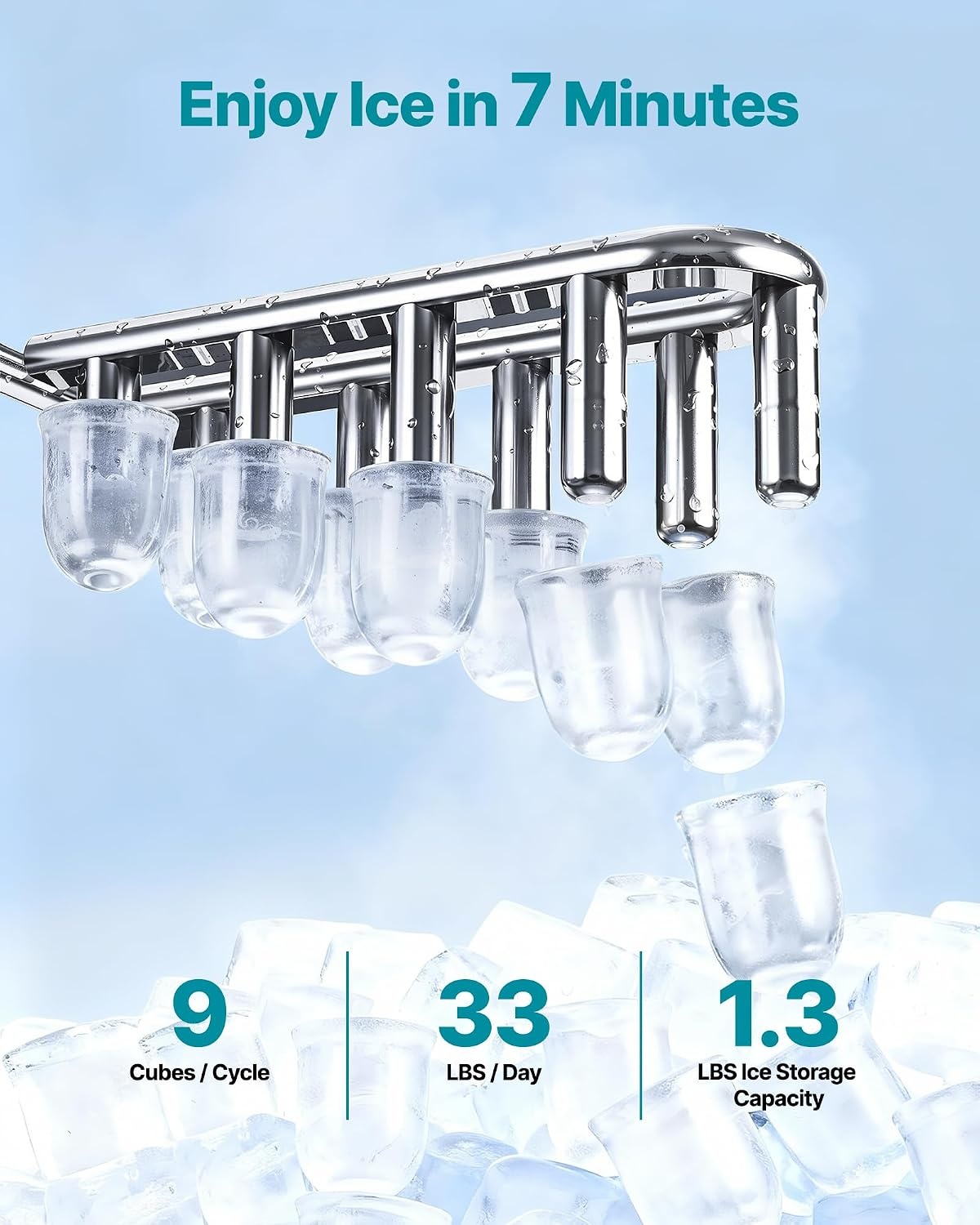 image:imageVEVOR Water Dispenser with Ice Maker 3in1 Countertop Water Dispenser 35 LBS24H 12 Cubes7 Min Fast Ice Making with 4 LBS Storage BulletCrushed ICES amp ColdWater for Home Kitchen Party33 LBS24HFloorStanding