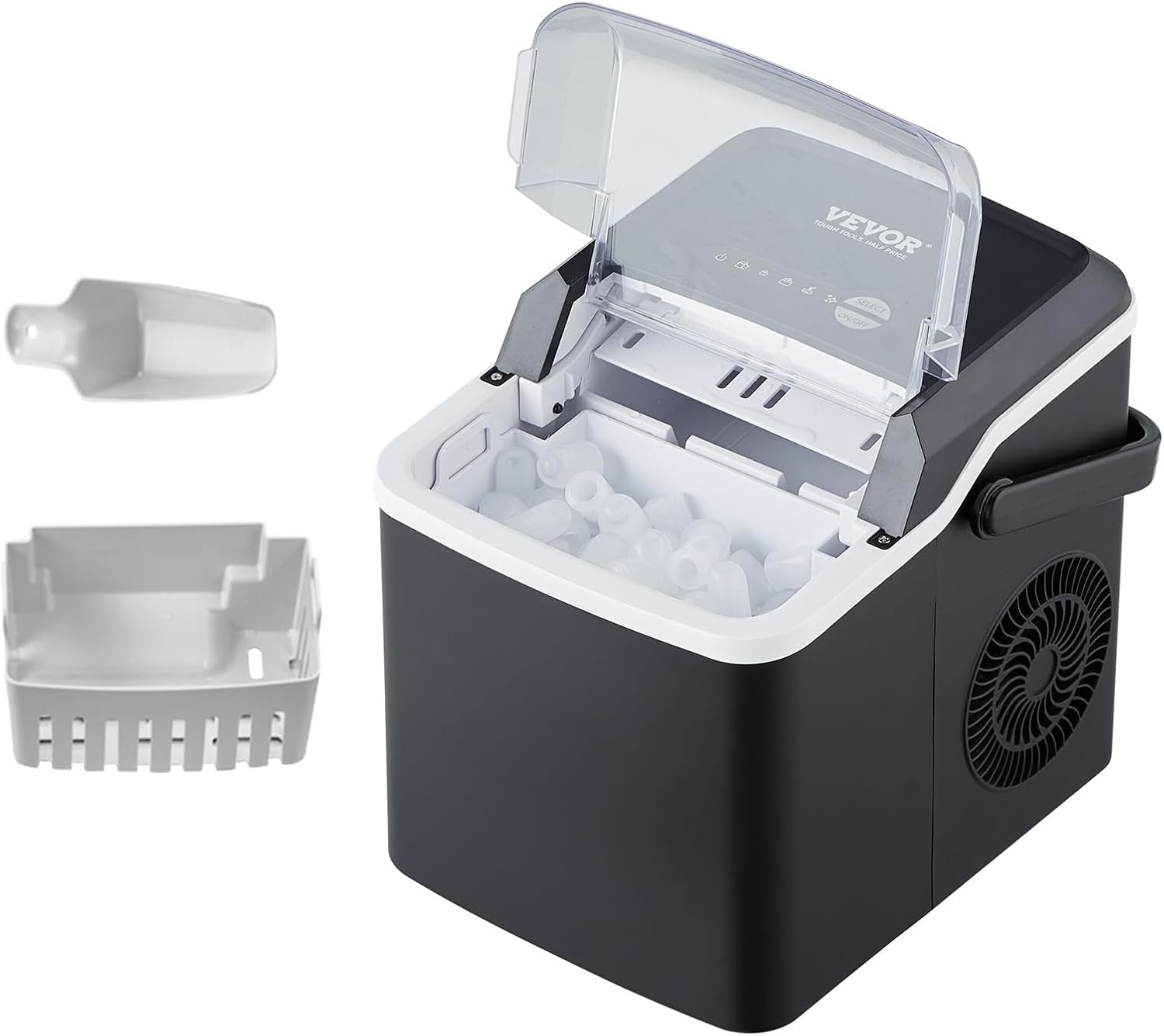 image:imageVEVOR Water Dispenser with Ice Maker 3in1 Countertop Water Dispenser 35 LBS24H 12 Cubes7 Min Fast Ice Making with 4 LBS Storage BulletCrushed ICES amp ColdWater for Home Kitchen Party26lbs24H