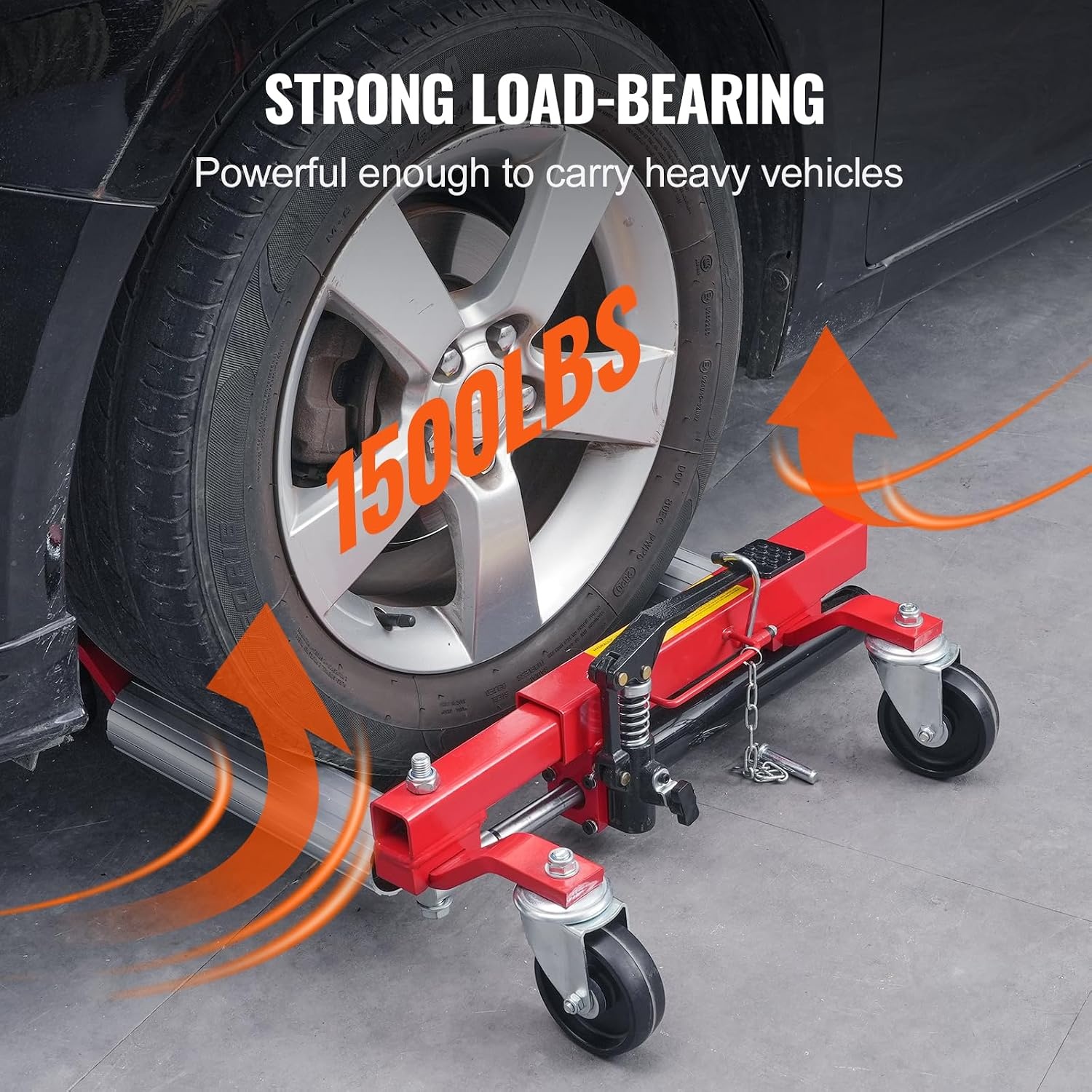image:imageVEVOR Wheel Dolly Max Capacity 1500 Lbs Car Jack Dolly Lifter with 360 Rotatable Wheels Heavy Duty Vehicle Positioning Hydraulic Tire Jack for Vehicle Repair and MovingRed