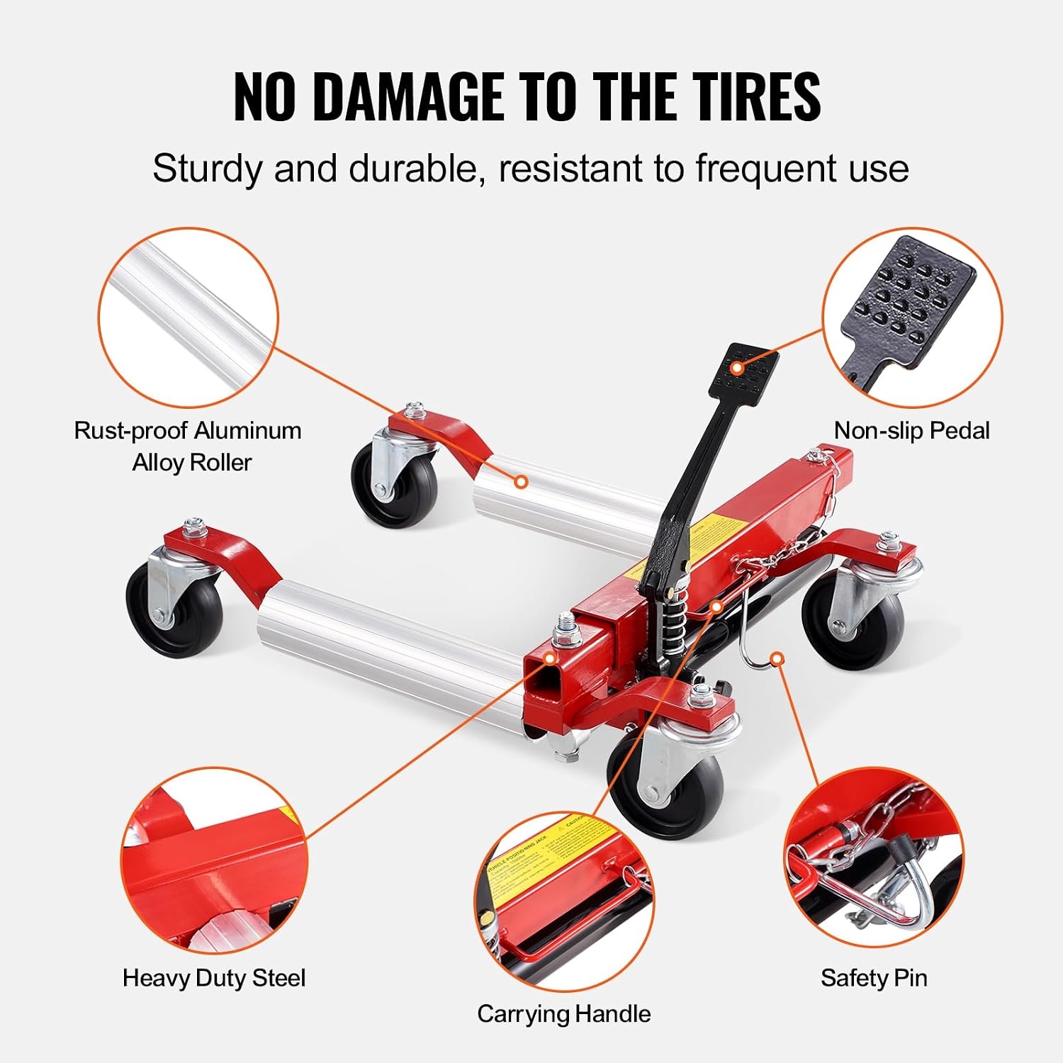 image:imageVEVOR Wheel Dolly Max Capacity 1500 Lbs Car Jack Dolly Lifter with 360 Rotatable Wheels Heavy Duty Vehicle Positioning Hydraulic Tire Jack for Vehicle Repair and MovingRed