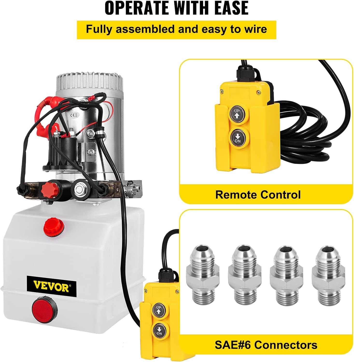 image:imageVevor Hydraulic Pump 3 Quart Hydraulic Power Unit Double Acting Hydraulic Pump for Dump Trailer Car Lifting 12V DC Plastic Oil Reservoir Plastic Double Acting Industrial amp Scientific